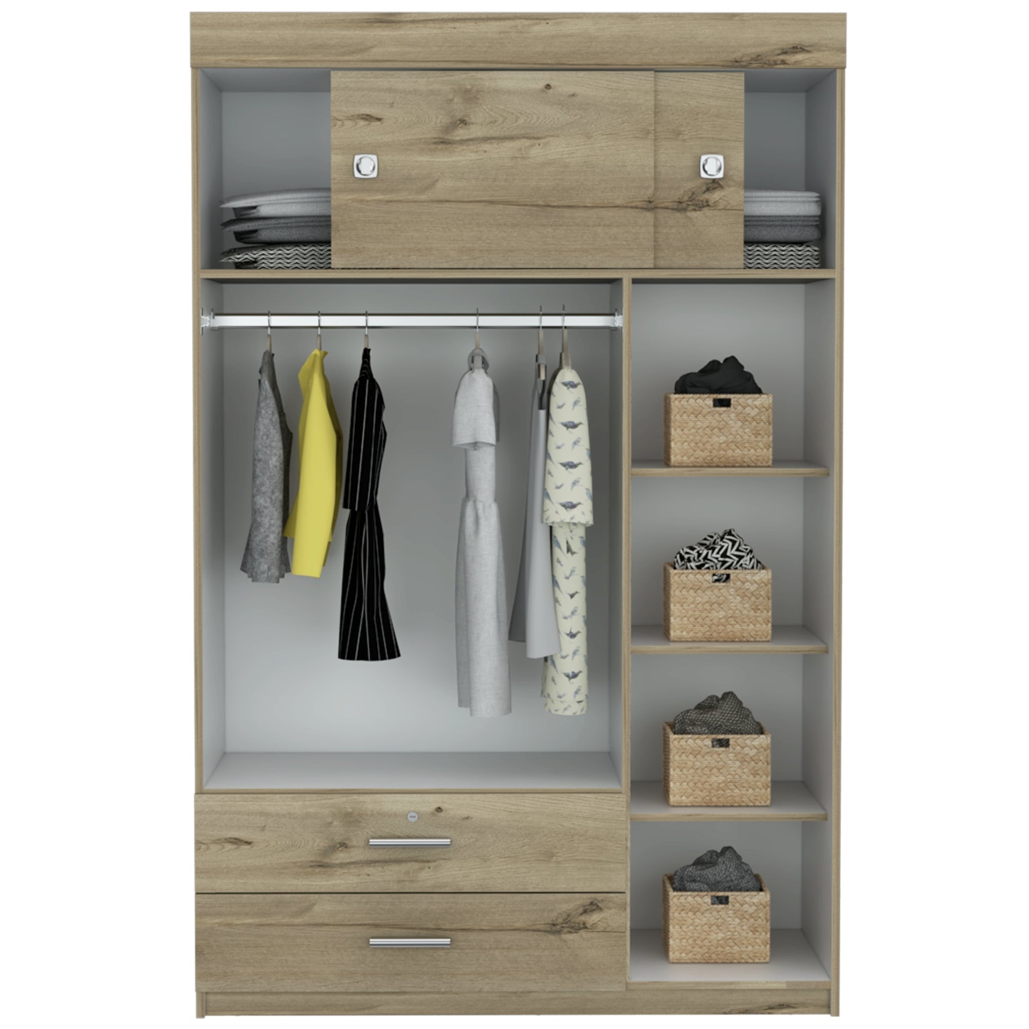 CLOSET MANILA 5 PUERTAS DUNA Y BLANCO 187X120X51 CM - 2