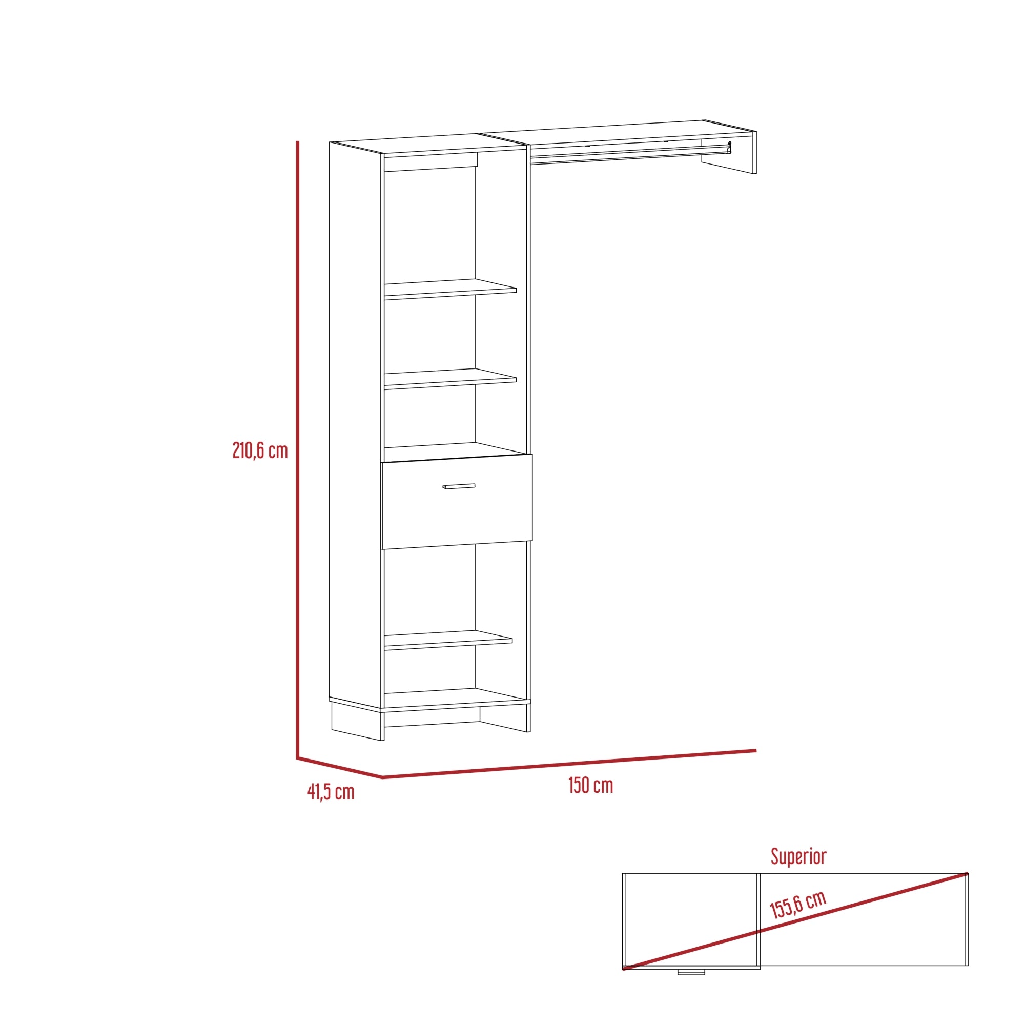 WALKING CLOSET 150 CM MANCHESTER 1 CAJON WENGUE - 3