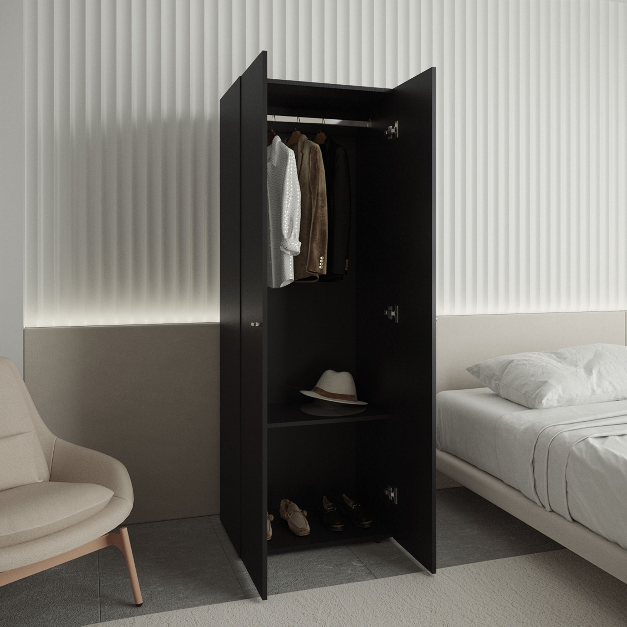 CLOSET COLGADOR 2 PUERTAS TUHOME 170X60X40,2 CM WENGUE - 2
