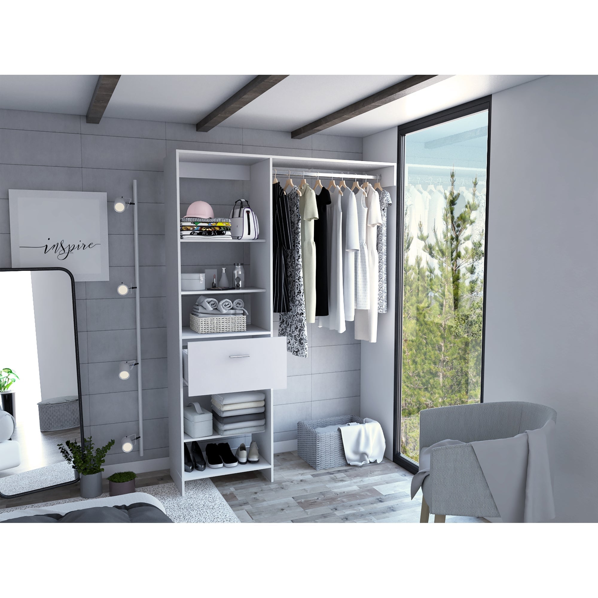 WALKING CLOSET 150 CM MANCHESTER 1 CAJON BLANCO - 5