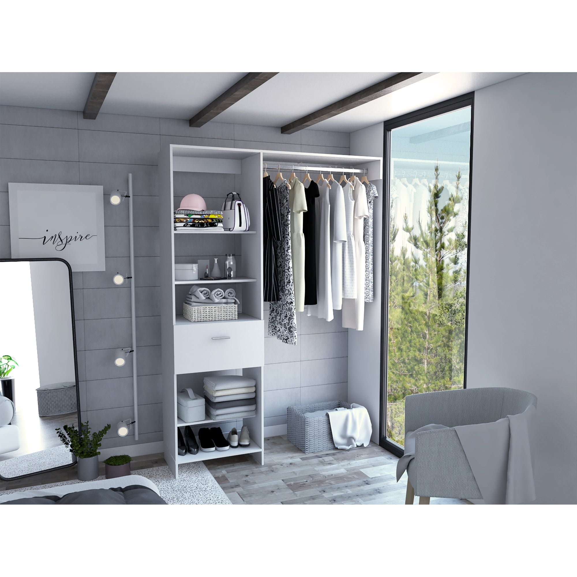 WALKING CLOSET 150 CM MANCHESTER 1 CAJON BLANCO - 6