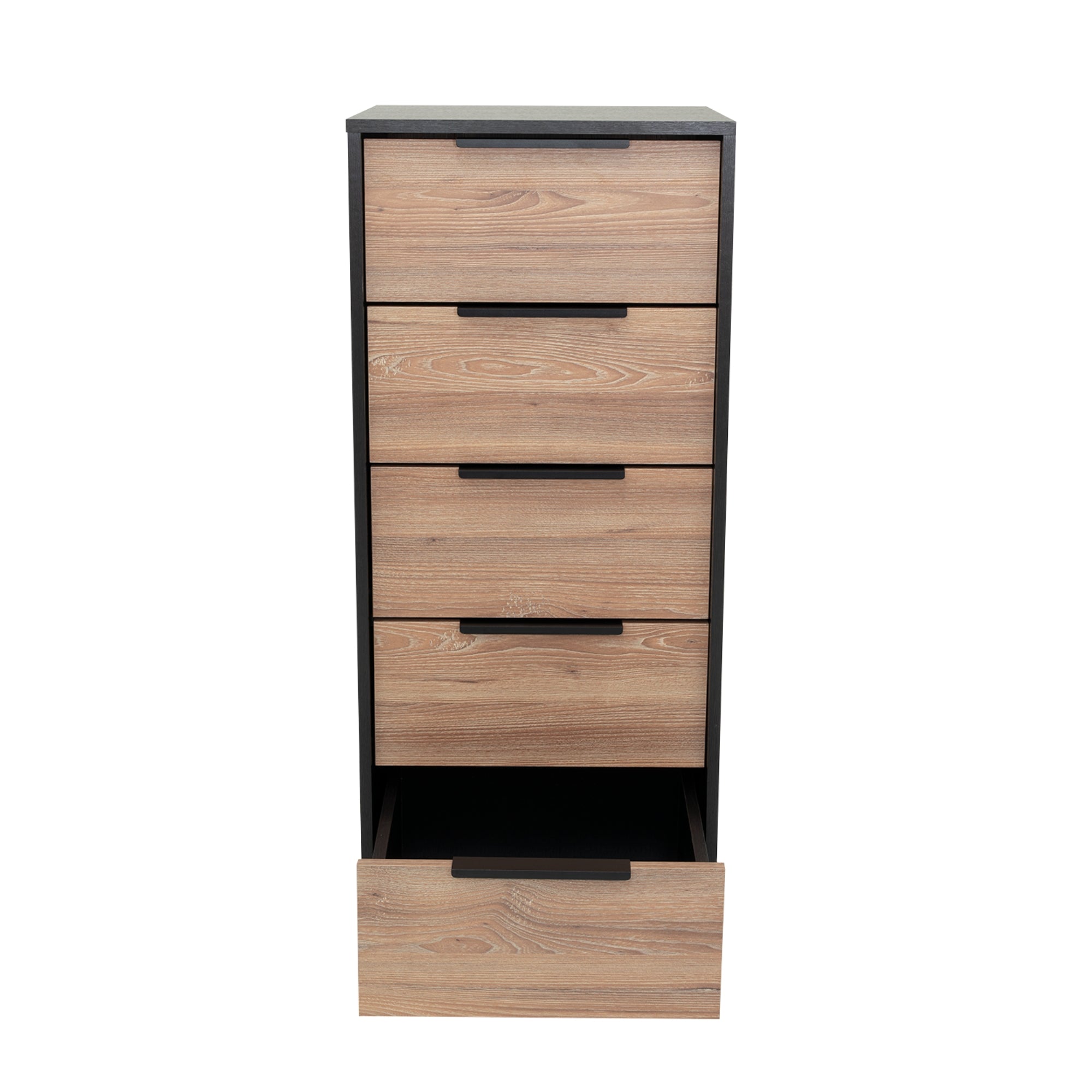 COMODA ALTA KAIA 5 CAJONES WENGUE Y MIEL 107X45X41 CM - 2