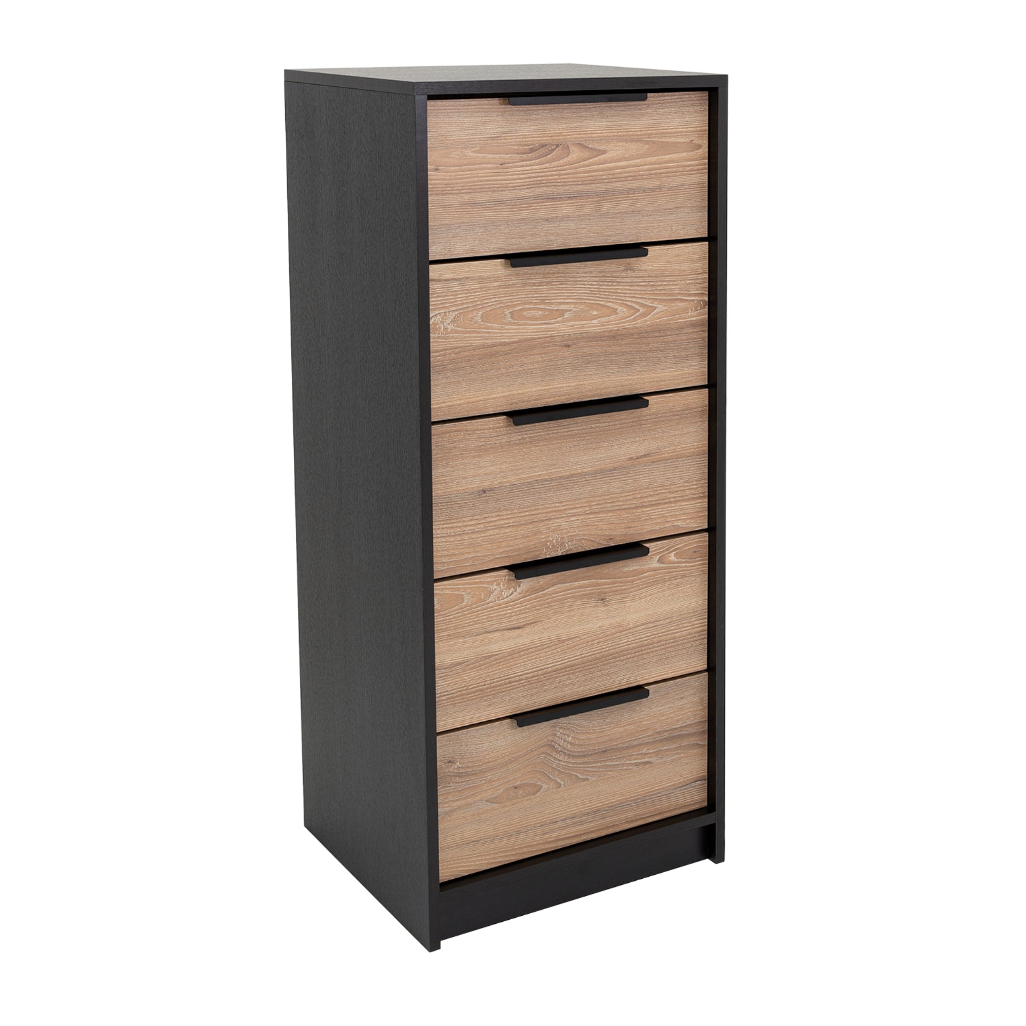 COMODA ALTA KAIA 5 CAJONES WENGUE Y MIEL 107X45X41 CM - 3