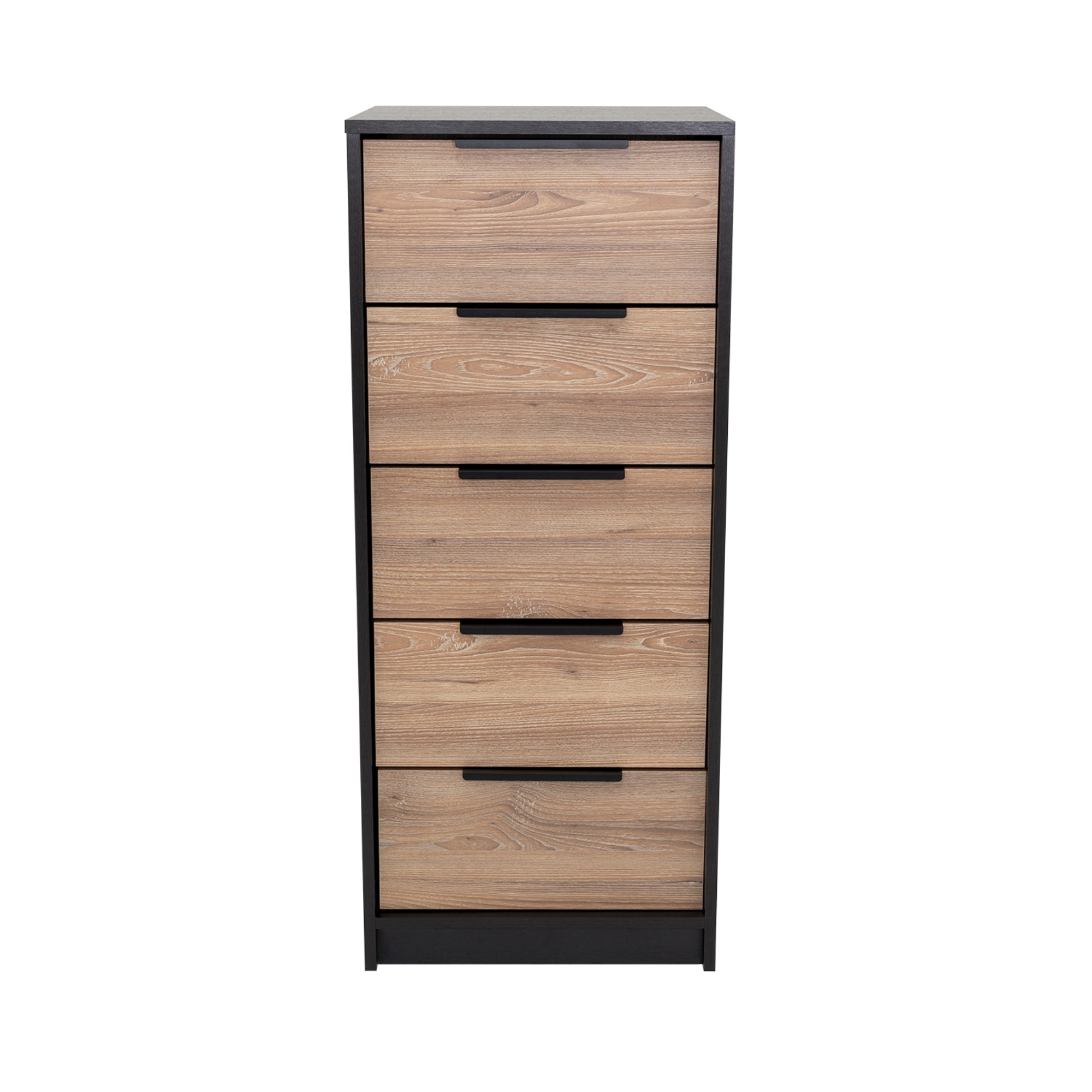 COMODA ALTA KAIA 5 CAJONES WENGUE Y MIEL 107X45X41 CM - 4