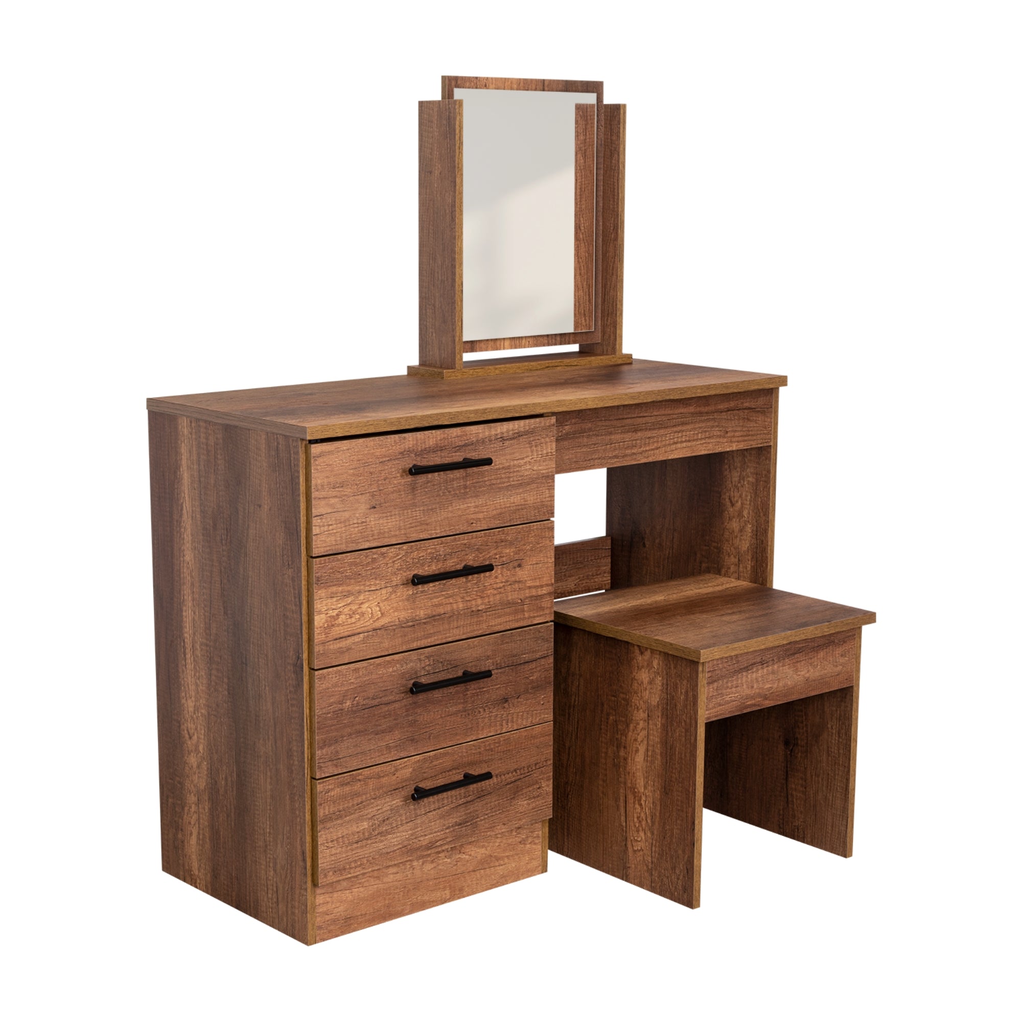 MUEBLE DE TOCADOR KAIA 4 CAJONES CARAMELO Y WENGUE CON SILLA 126X100X42 CM - 5