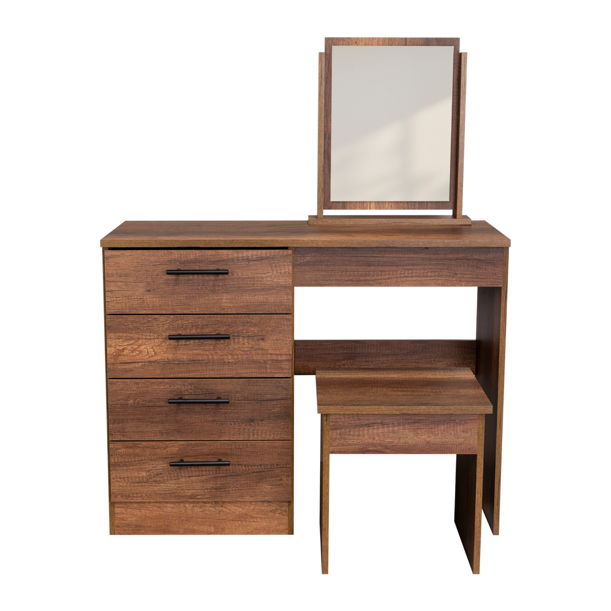 MUEBLE DE TOCADOR KAIA 4 CAJONES CARAMELO Y WENGUE CON SILLA 126X100X42 CM - 6