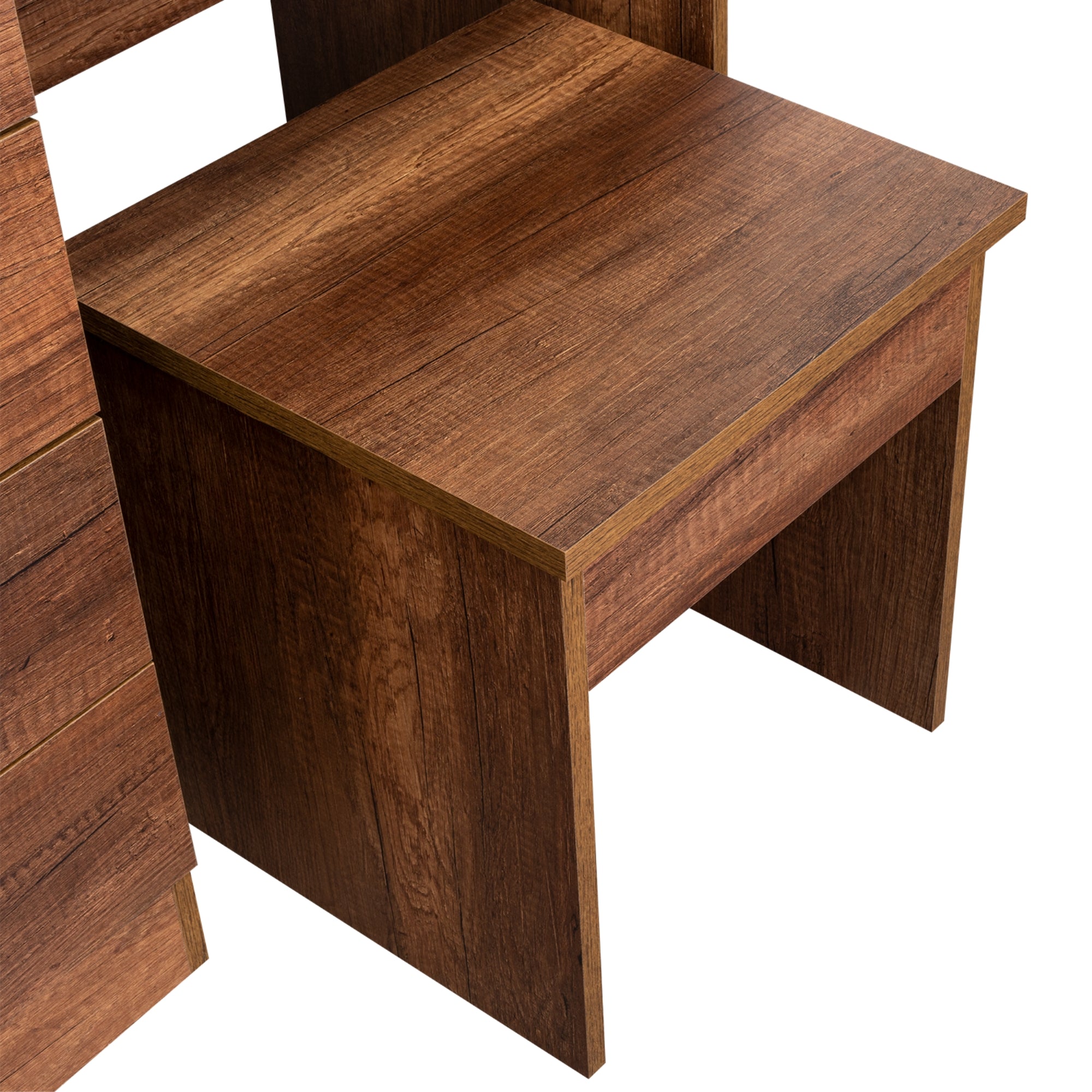 MUEBLE DE TOCADOR KAIA 4 CAJONES CARAMELO Y WENGUE CON SILLA 126X100X42 CM - 8