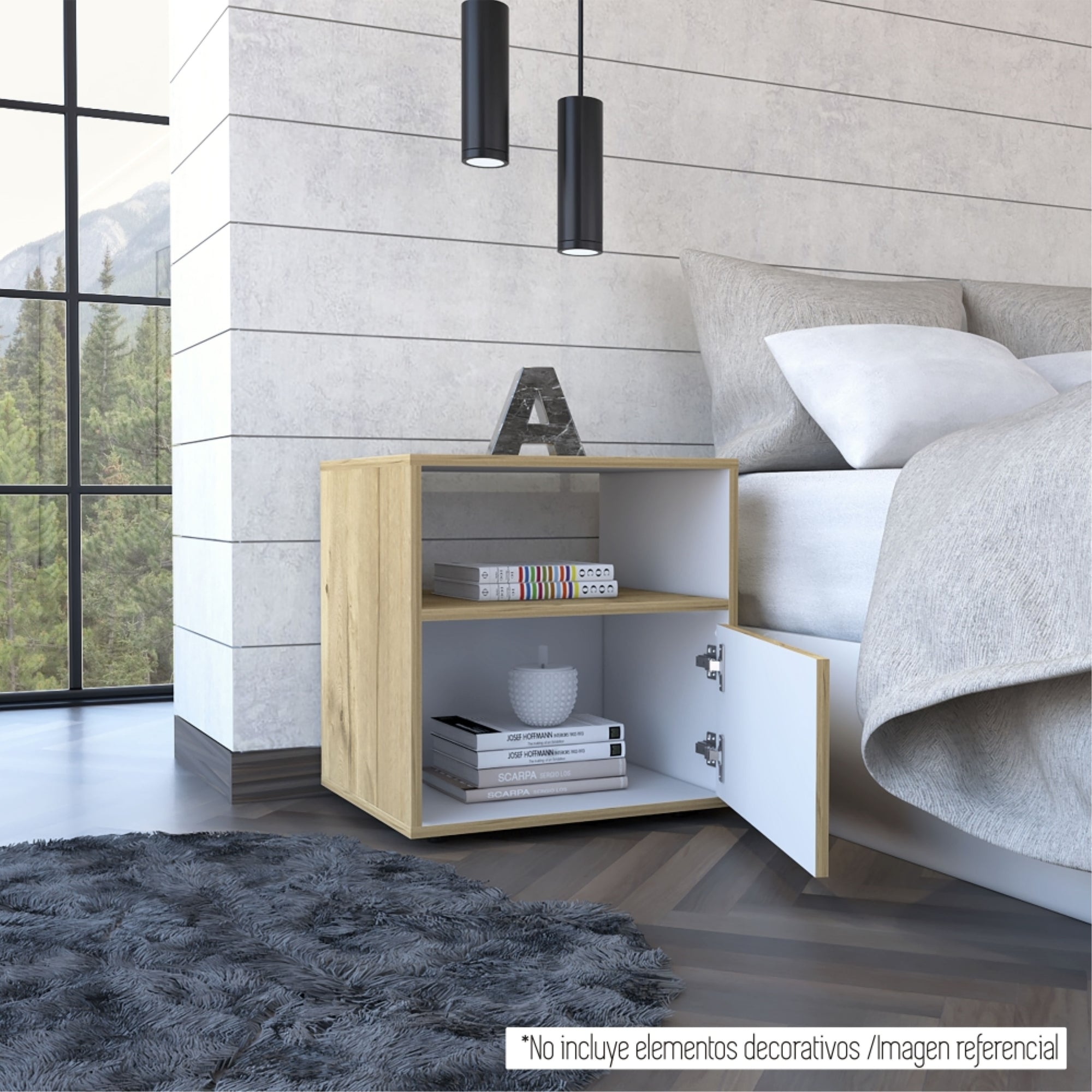 VELADOR SLEEP 1 CAJON DUNA Y BLANCO 52X50X40 CM - 6