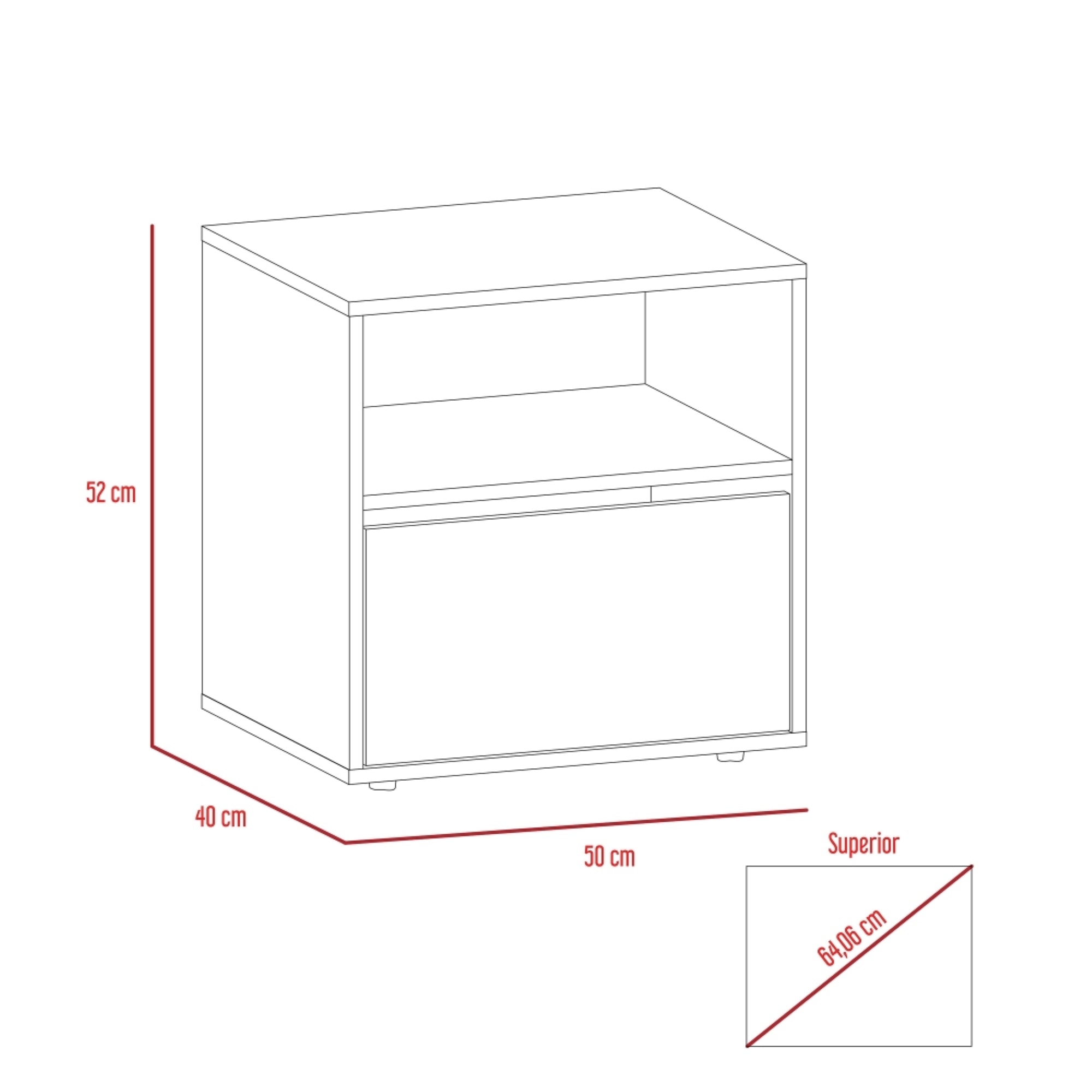VELADOR SLEEP 1 CAJON DUNA Y BLANCO 52X50X40 CM - 7