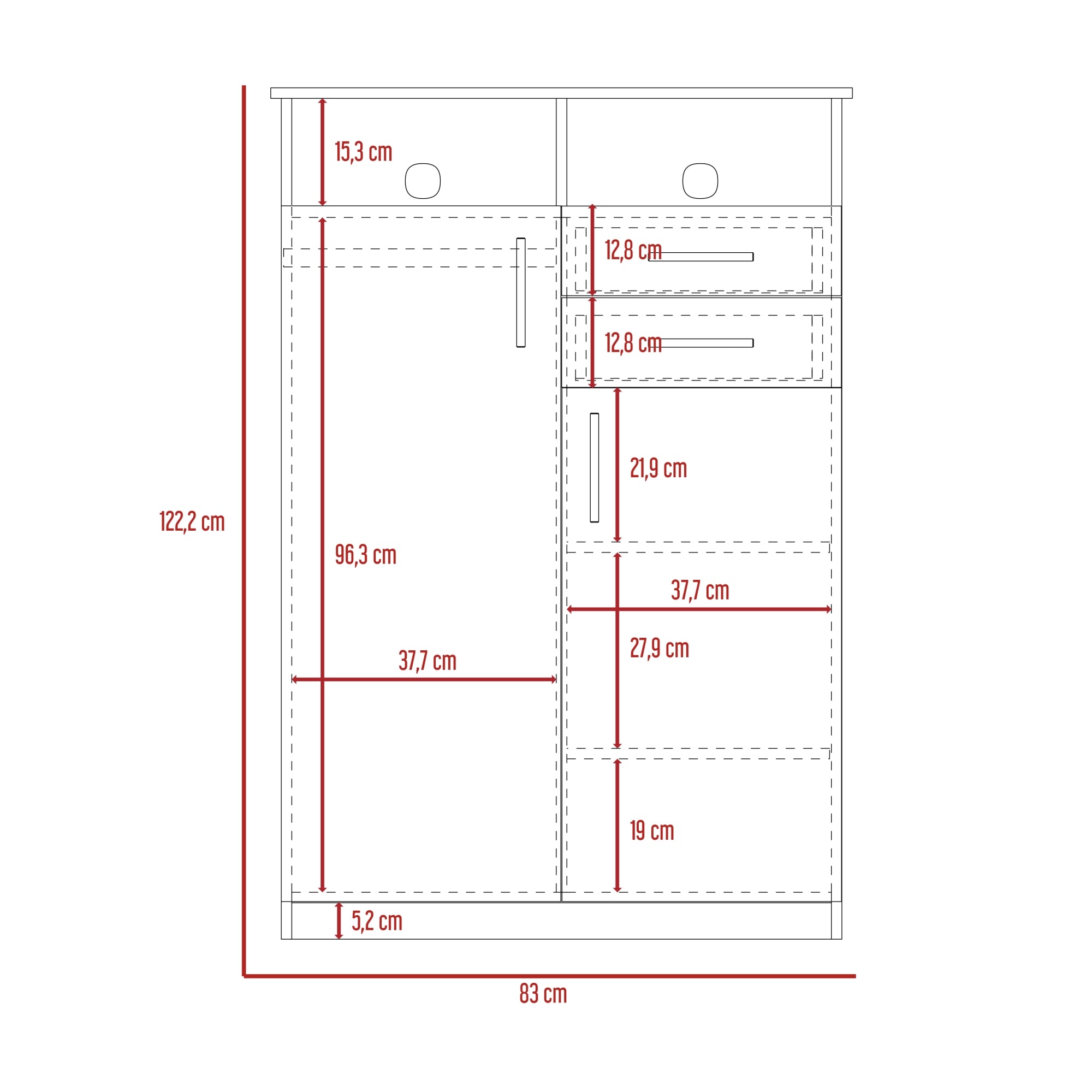 CLOSET ECO 2 PUERTAS 2 CAJONES WENGUE 122X83X52 CM - 8