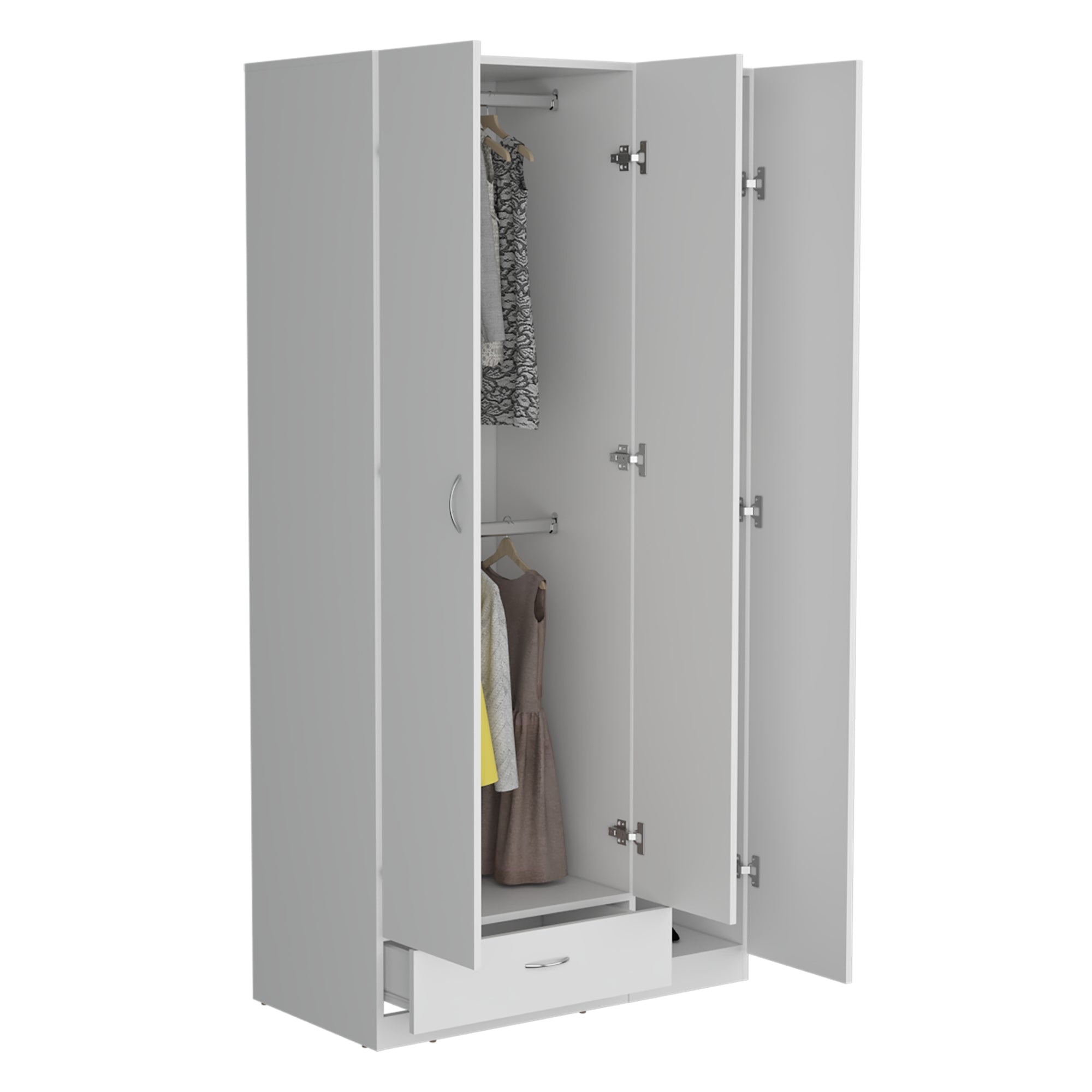 CLOSET 3 PUERTAS 1 CAJON CON COLGADORES 184,6X90X47,3 CM BLANCO - 1