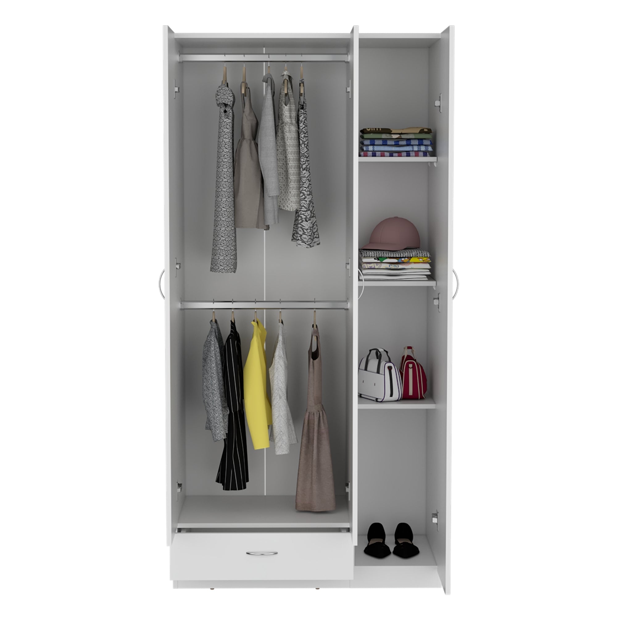 CLOSET 3 PUERTAS 1 CAJON CON COLGADORES 184,6X90X47,3 CM BLANCO - 2