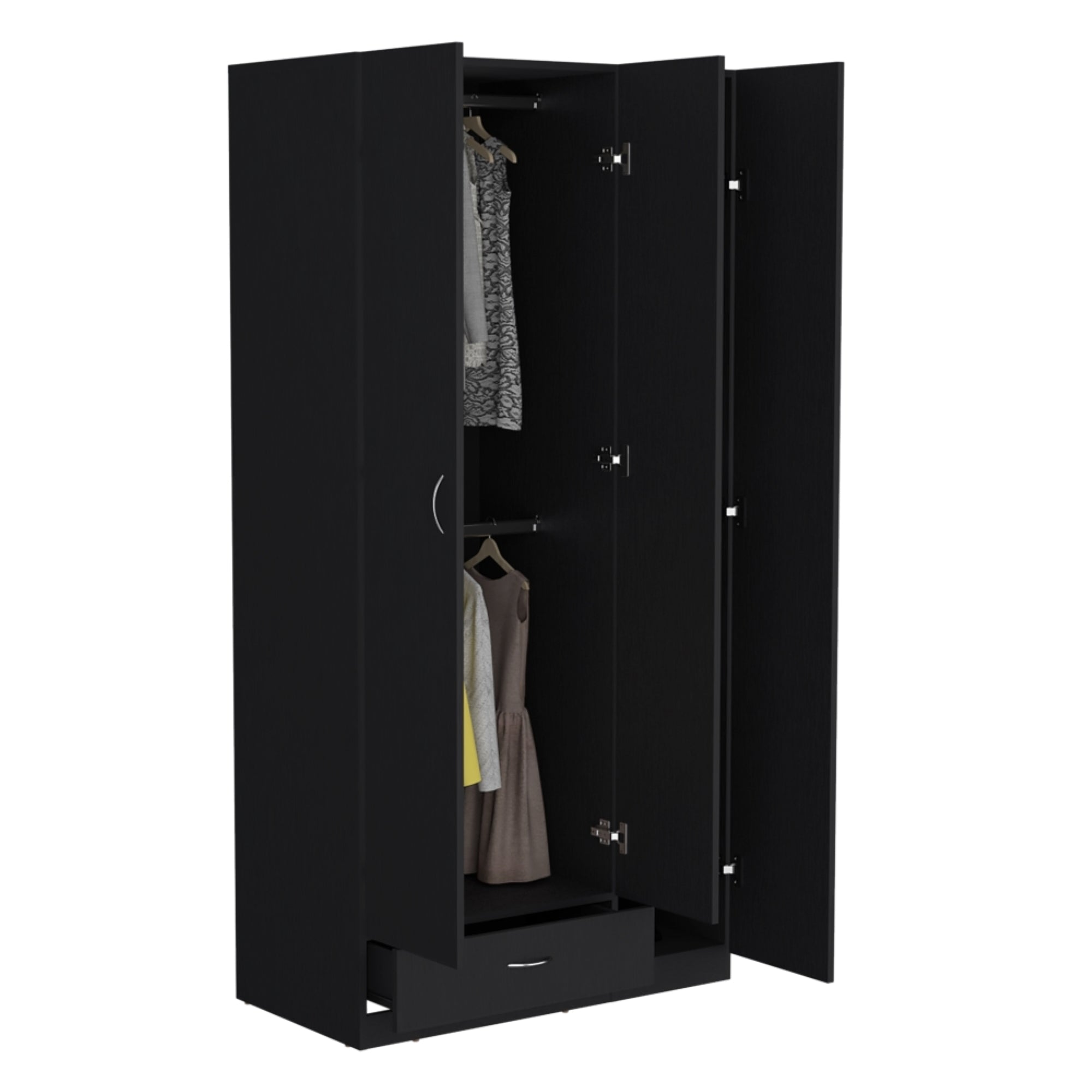 CLOSET 3 PUERTAS 1 CAJON CON COLGADORES 184,6X90X47,3 CM WENGUE - 1
