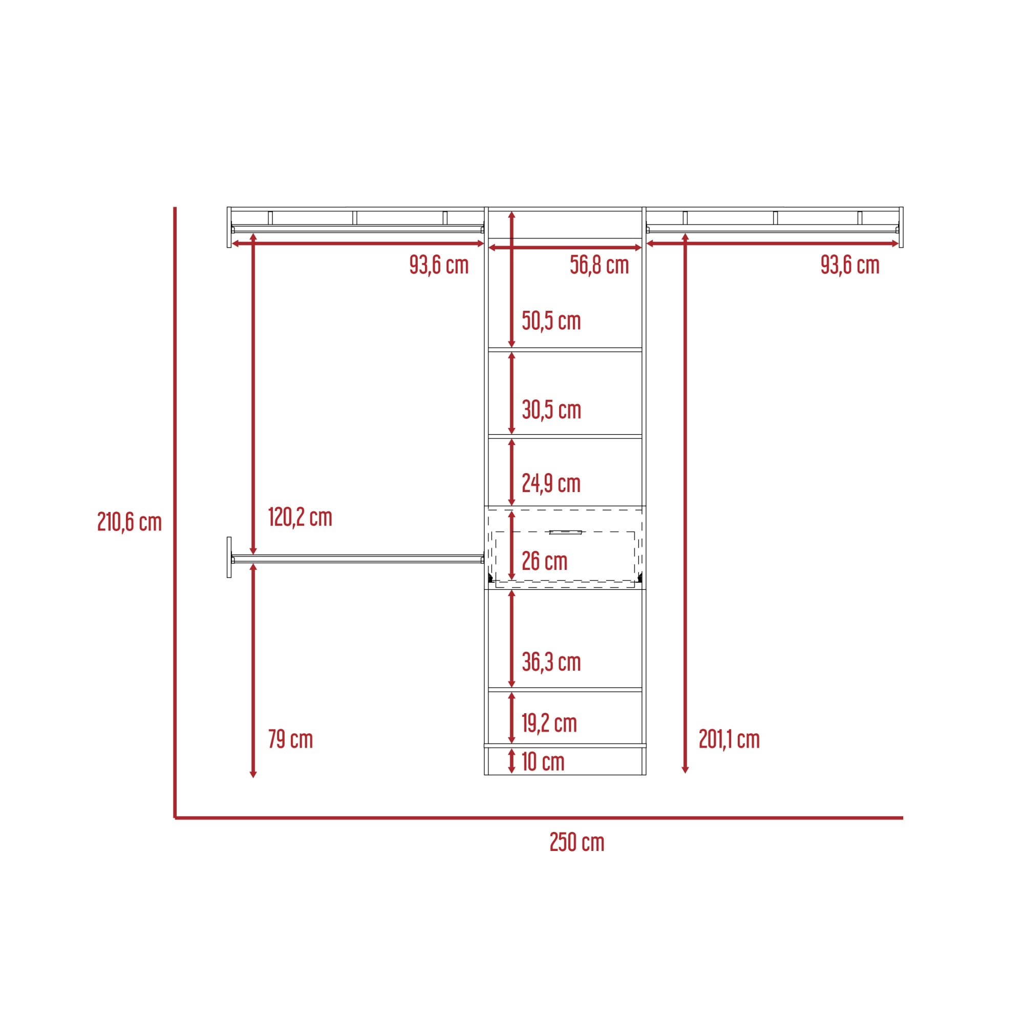 WALKING CLOSET MANCHESTER 1 CAJON WENGUE 210X250X41 CM - 8