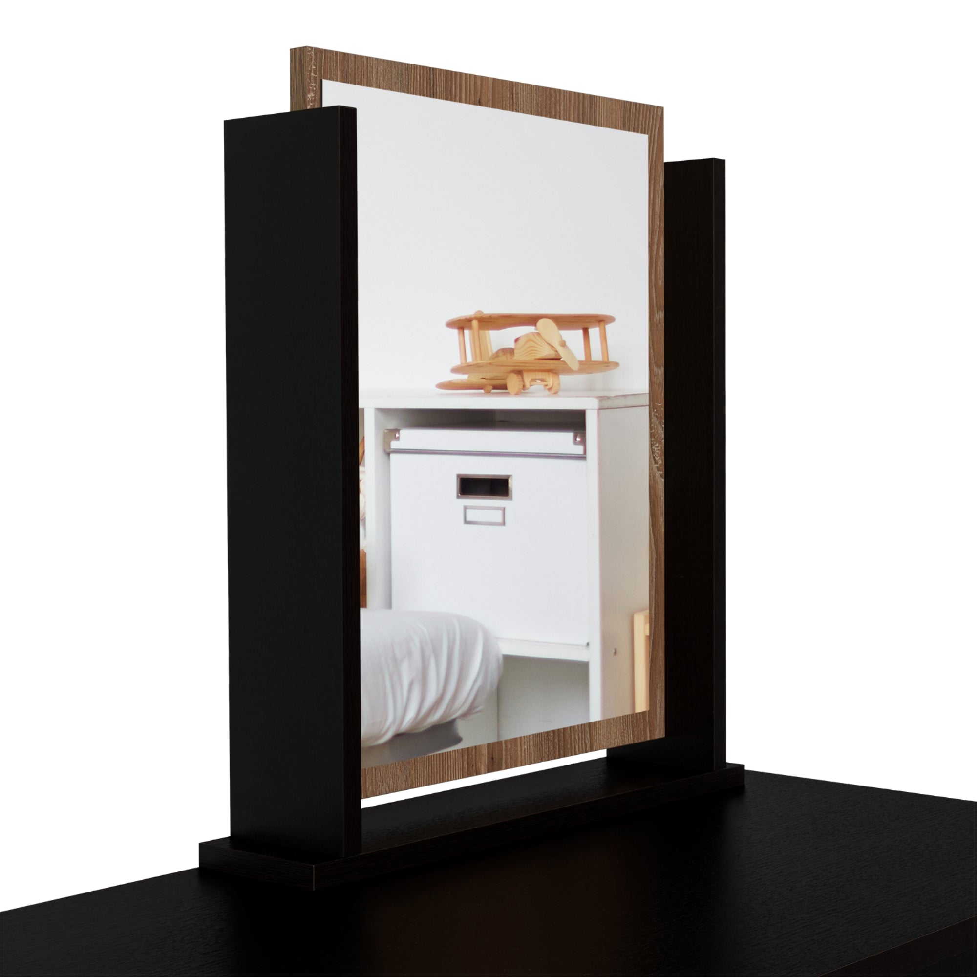 MUEBLE DE TOCADOR KAIA 4 CAJONES WENGUE Y MIEL CON SILLA 126X100X42 CM - 7