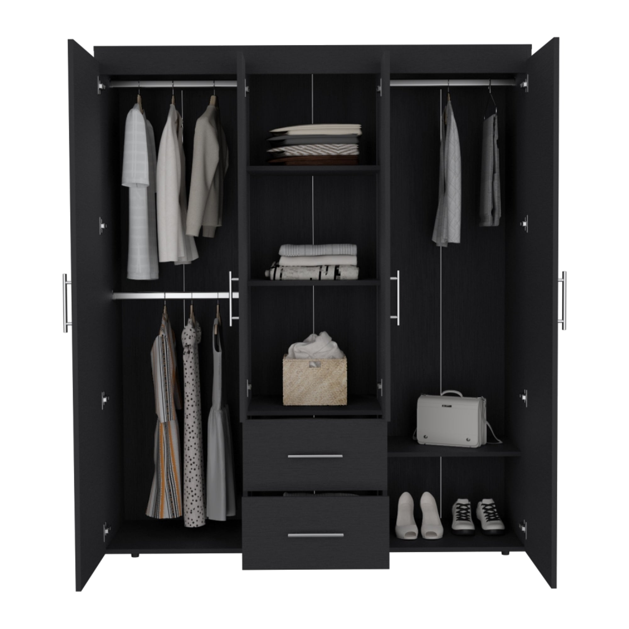 CLOSET BARILOCHE ECO 4 PUERTAS 2 CAJONES WENGUE 177X150X50 CM - 2