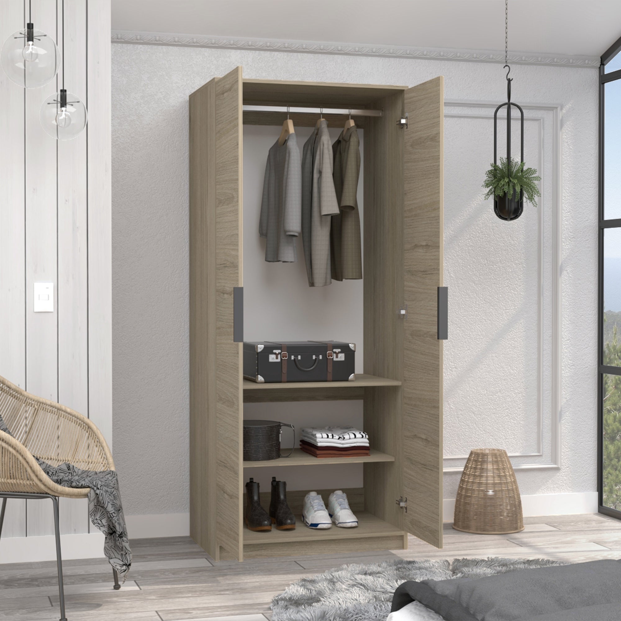 CLOSET KAIA 2 PUERTAS ROVERE Y BLANCO 189X80X52,3 CM - 4
