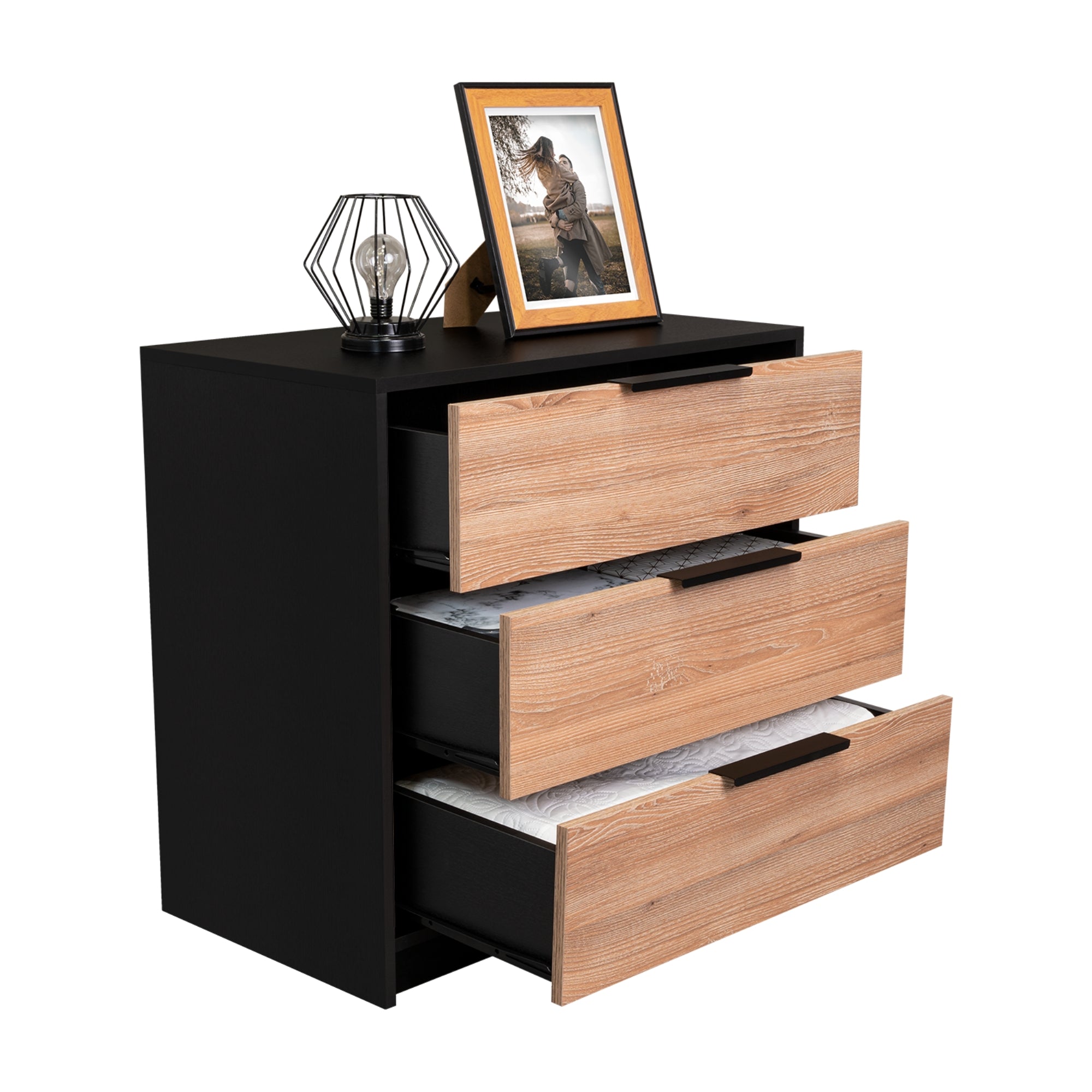 COMODA KAIA 3 CAJONES - WENGUE Y MIEL - 1