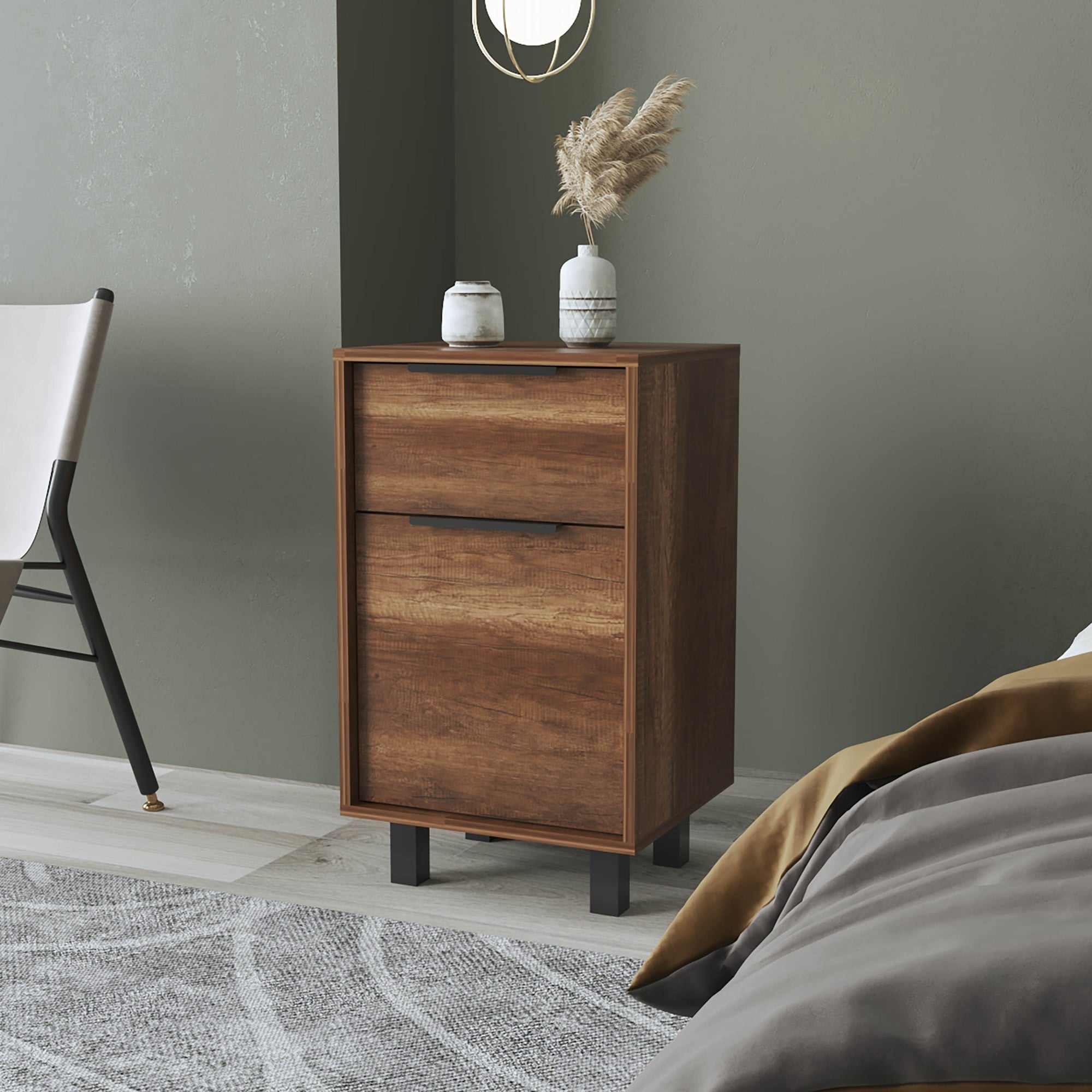 VELADOR KAIA 1 CAJON 1 PUERTA CARAMELO Y WENGUE 70X41X36 CM - 5