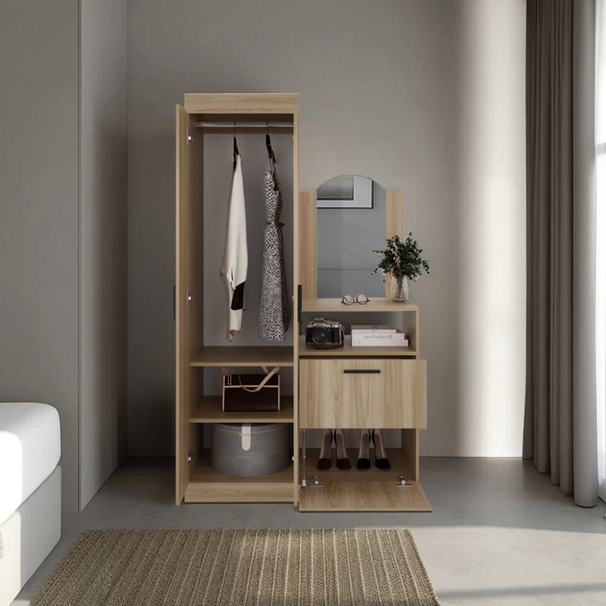 CLOSET COMODA PRAGA 3 PUERTAS 1 CAJON Y ESPEJO FRESNO - 6