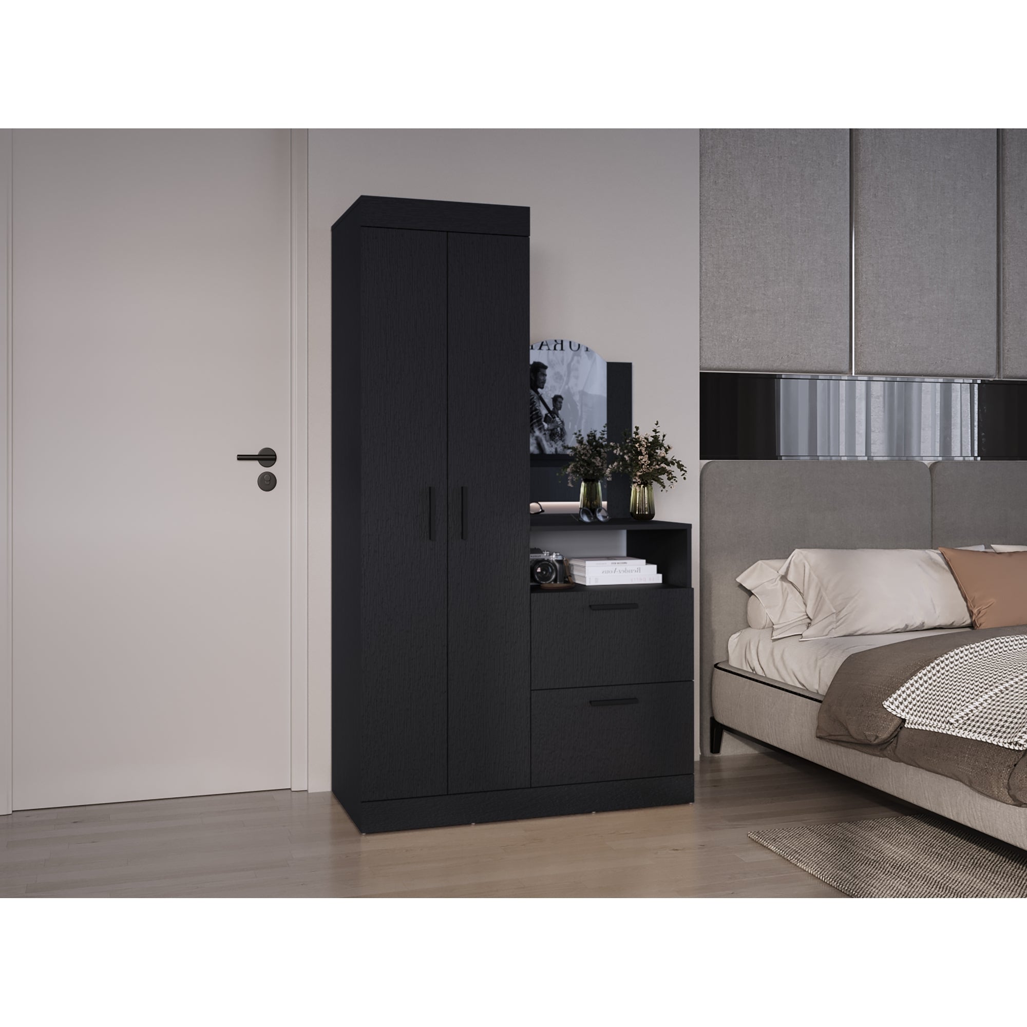 CLOSET COMODA PRAGA 3 PUERTAS 1 CAJON Y ESPEJO WENGUE - 10