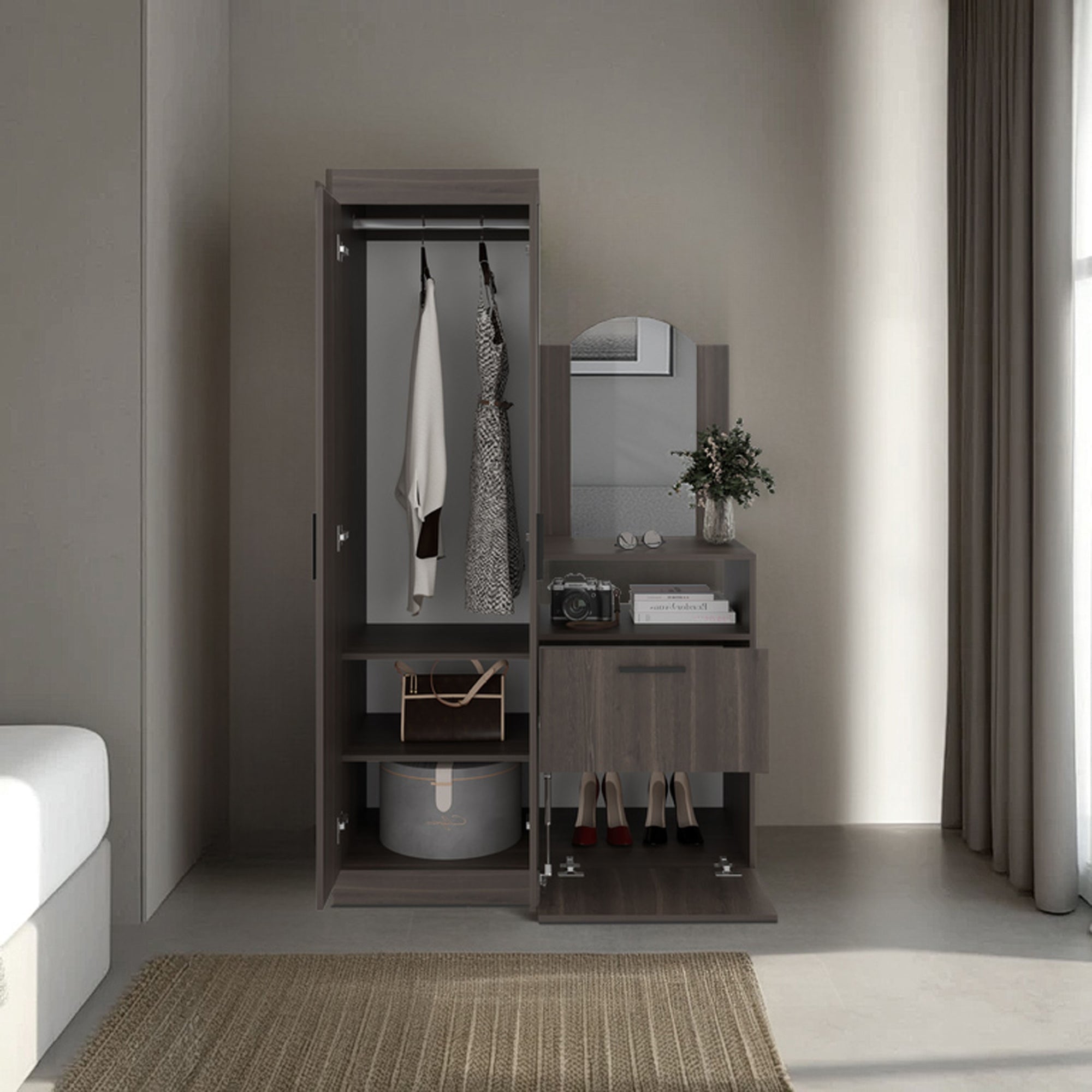 CLOSET COMODA PRAGA 3 PUERTAS 1 CAJON Y ESPEJO MILAN - 6