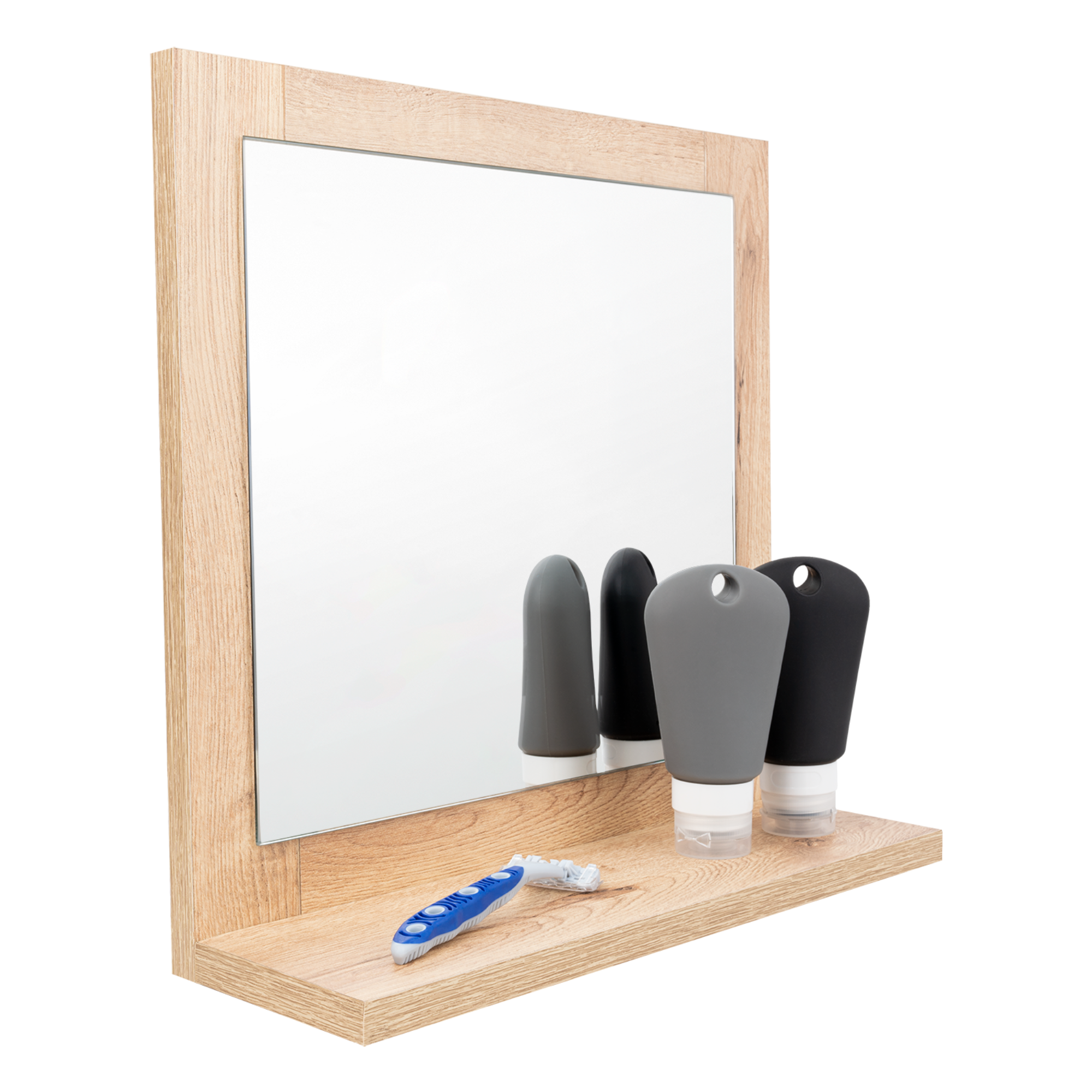 ESPEJO RECTANGULAR MARCO DE MADERA 35X35X10 CM - 1