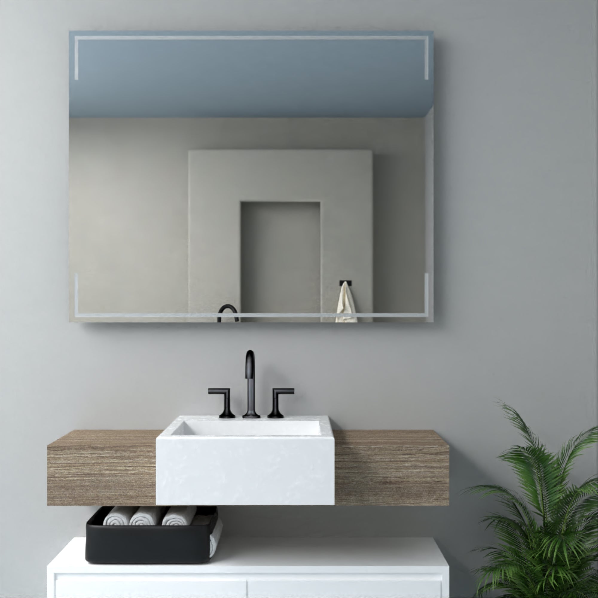 ESPEJO RECTANGULAR 80X100X1,9 CM CON DISEÑO EN SANDBLASTING - 1