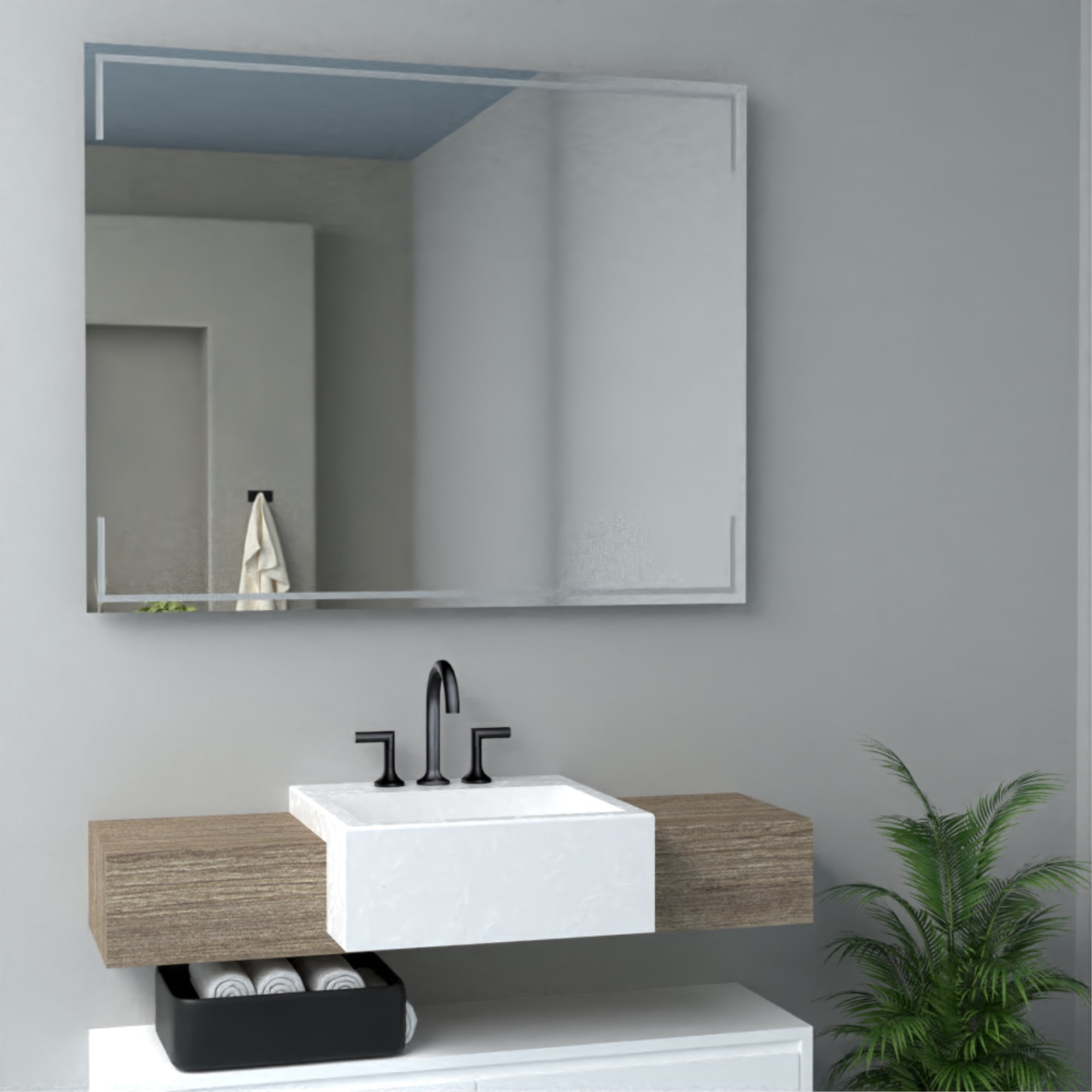 ESPEJO RECTANGULAR 80X100X1,9 CM CON DISEÑO EN SANDBLASTING - 2