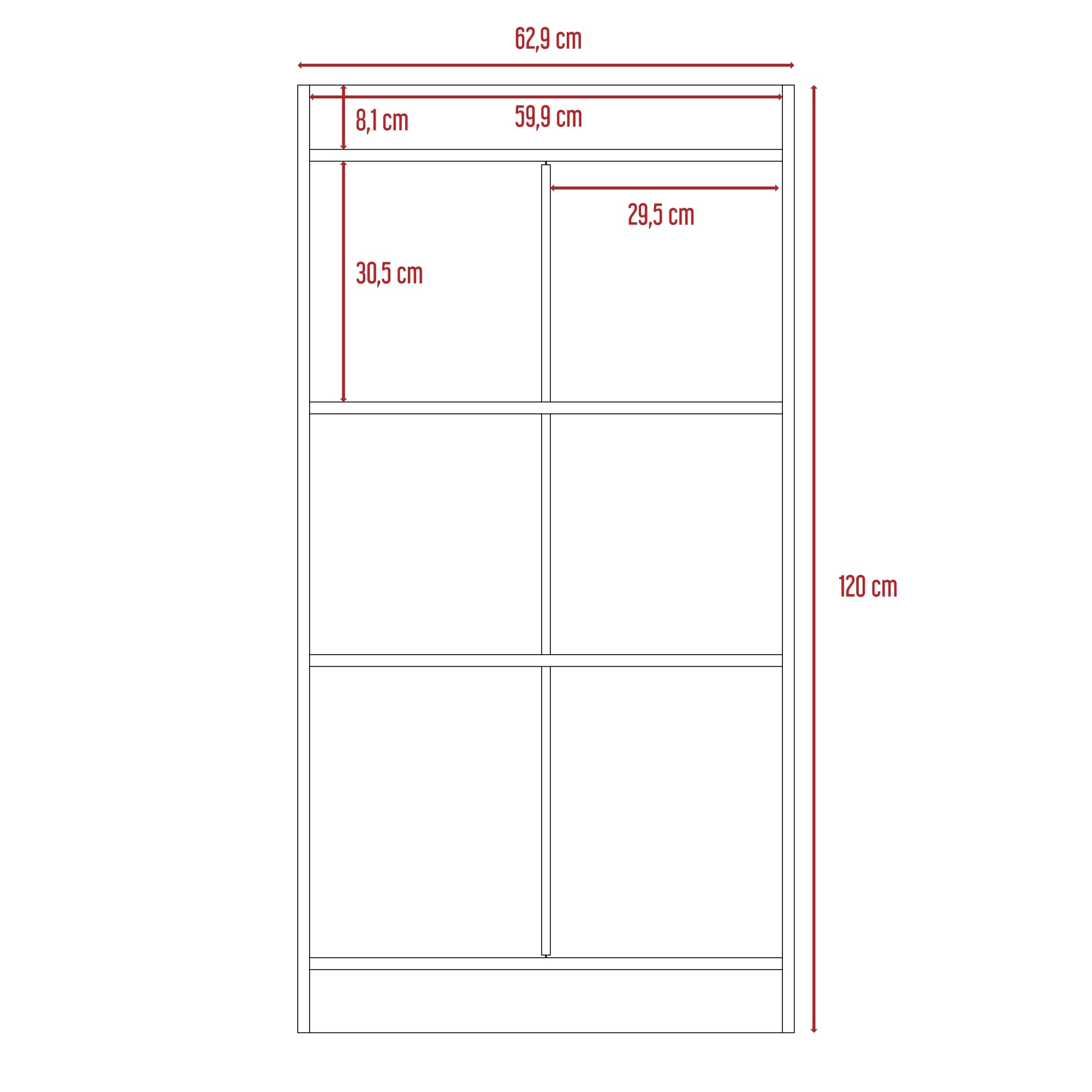 BIBLIOTECA OFFICE W-62 WENGUE 3 REPISAS 120X62,9X30,2 CM - 8
