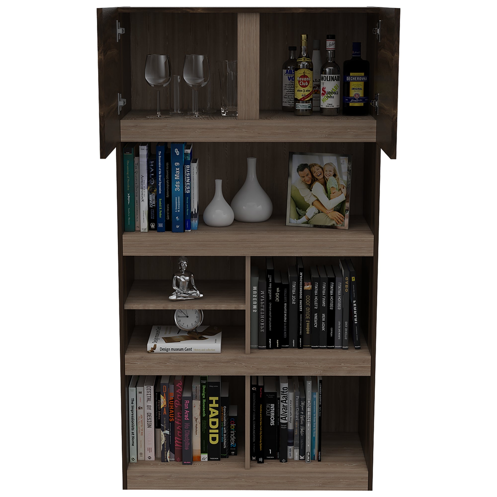 BIBLIOTECA OFFICE W-80 2 PUERTAS CAFE  Y MIEL - 1
