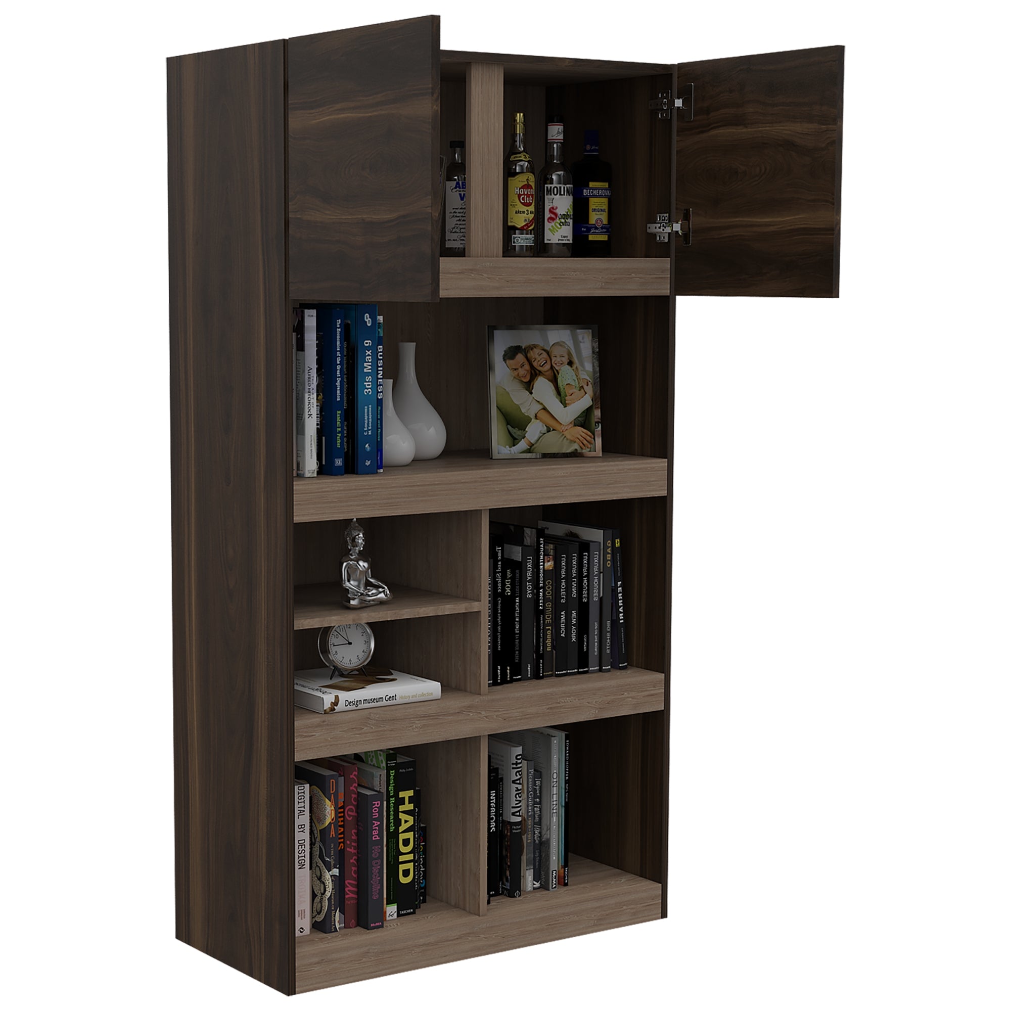 BIBLIOTECA OFFICE W-80 2 PUERTAS CAFE  Y MIEL - 2