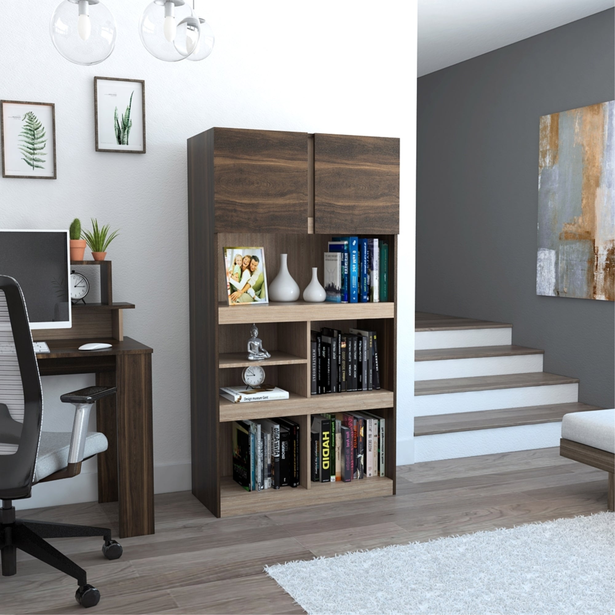 BIBLIOTECA OFFICE W-80 2 PUERTAS CAFE  Y MIEL - 5