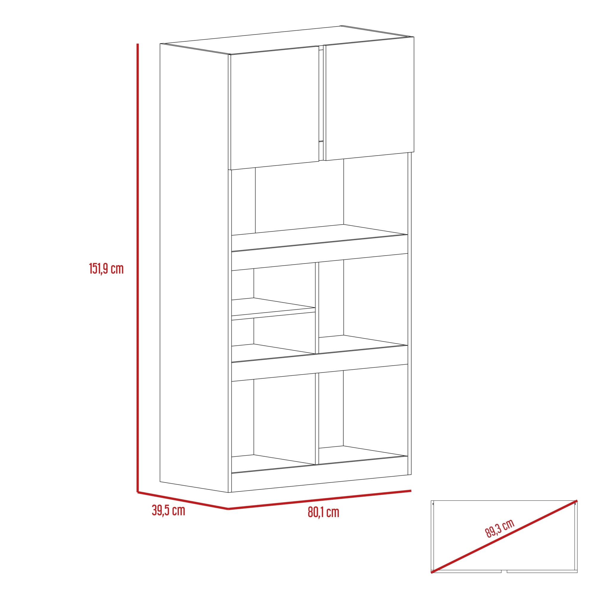 BIBLIOTECA OFFICE W-80 2 PUERTAS CAFE  Y MIEL - 7