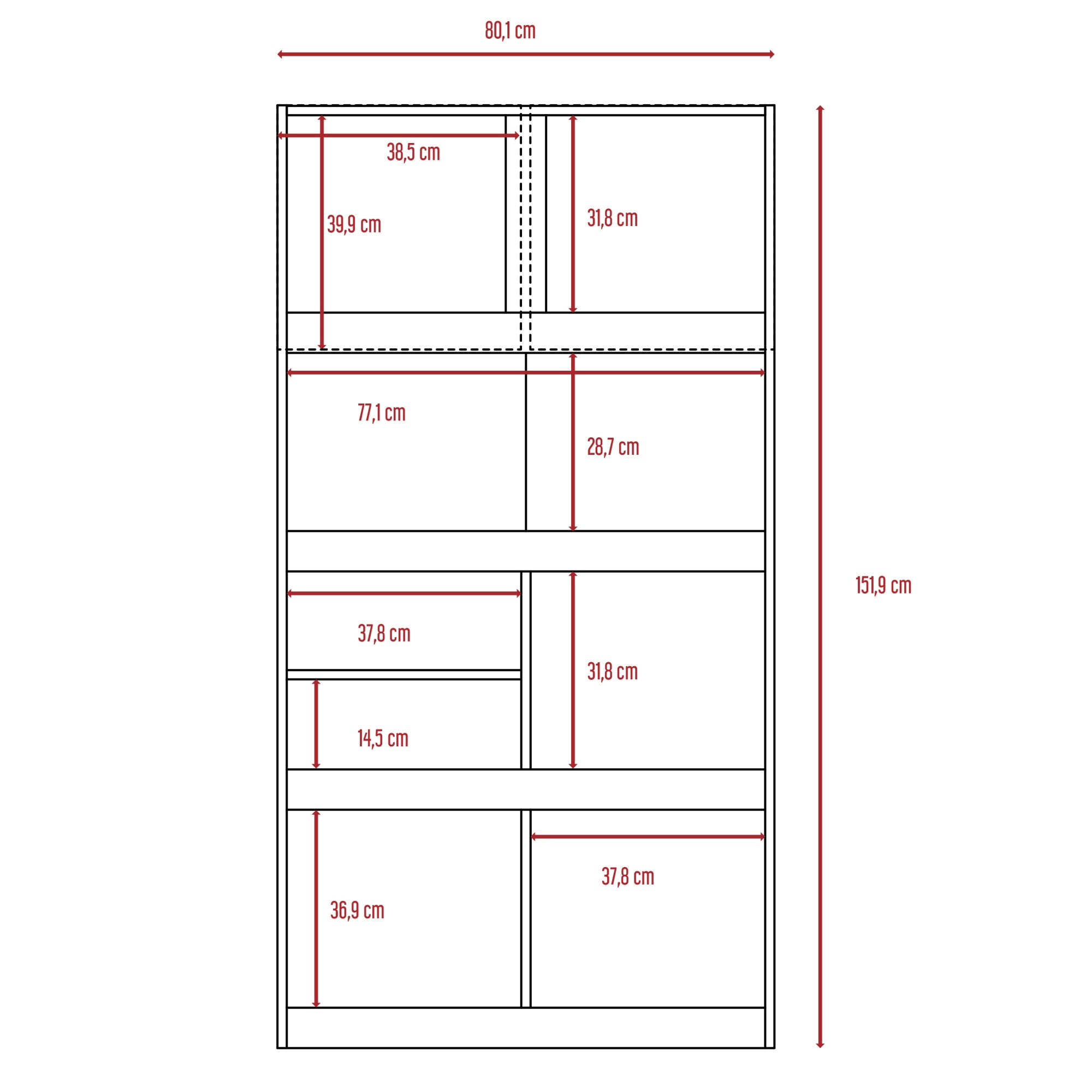 BIBLIOTECA OFFICE W-80 2 PUERTAS CAFE  Y MIEL - 8