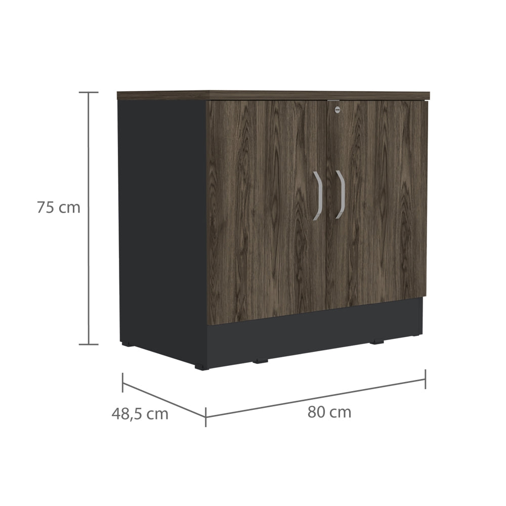 BUFFET OFFICE 2 PUERTAS NEGRO Y COÑAC 75X80X48,5 CM - 2
