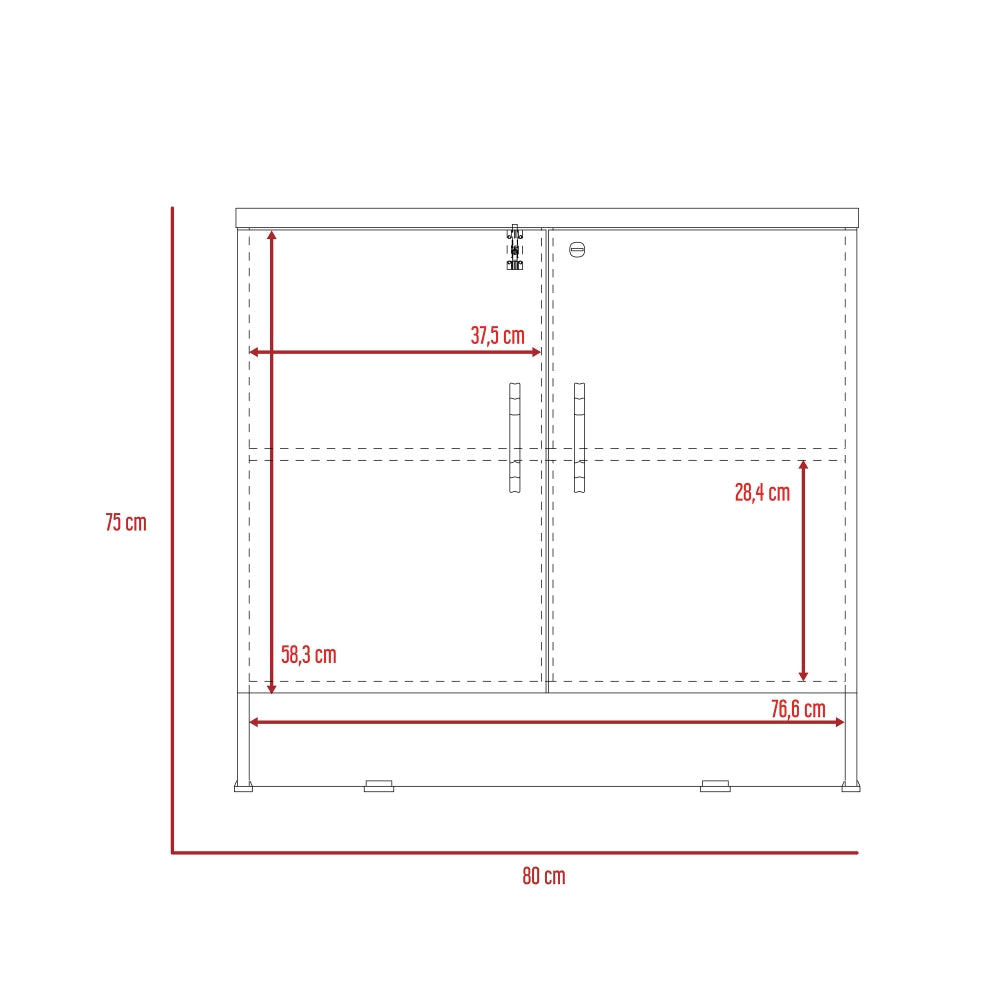 BUFFET OFFICE 2 PUERTAS NEGRO Y COÑAC 75X80X48,5 CM - 3