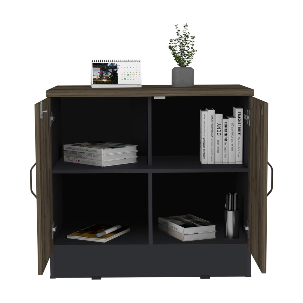 BUFFET OFFICE 2 PUERTAS NEGRO Y COÑAC 75X80X48,5 CM - 4