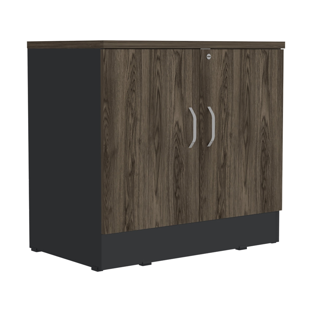 BUFFET OFFICE 2 PUERTAS NEGRO Y COÑAC 75X80X48,5 CM - 5