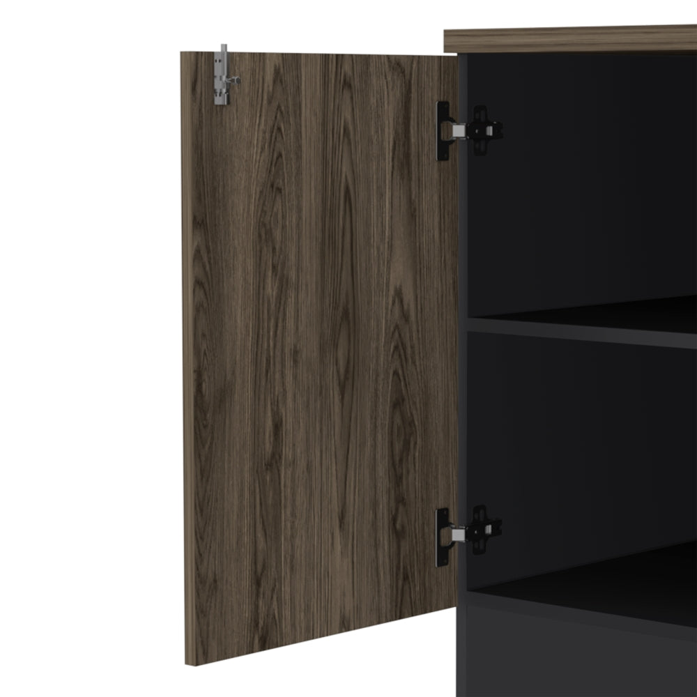 BUFFET OFFICE 2 PUERTAS NEGRO Y COÑAC 75X80X48,5 CM - 8