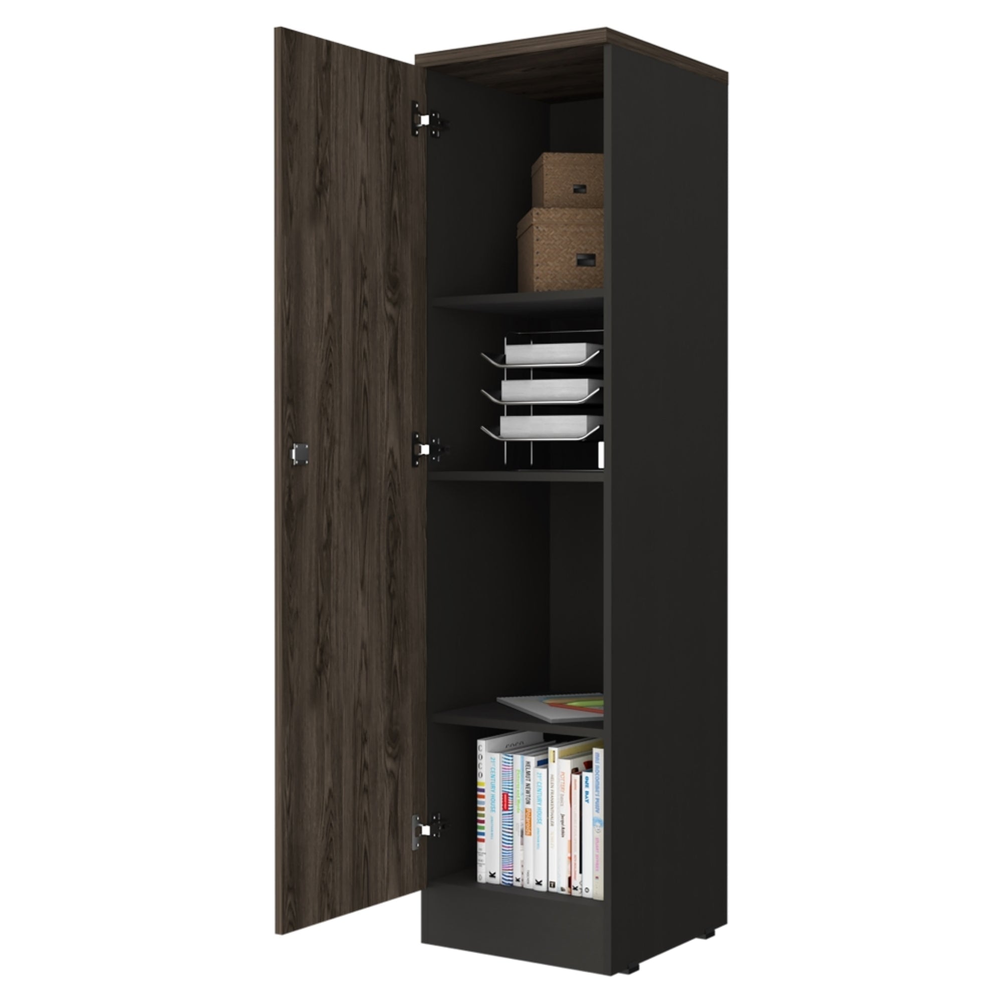 BIBLIOTECA 1 PUERTA HOME OFFICE NEGRO Y COÑAC - 2