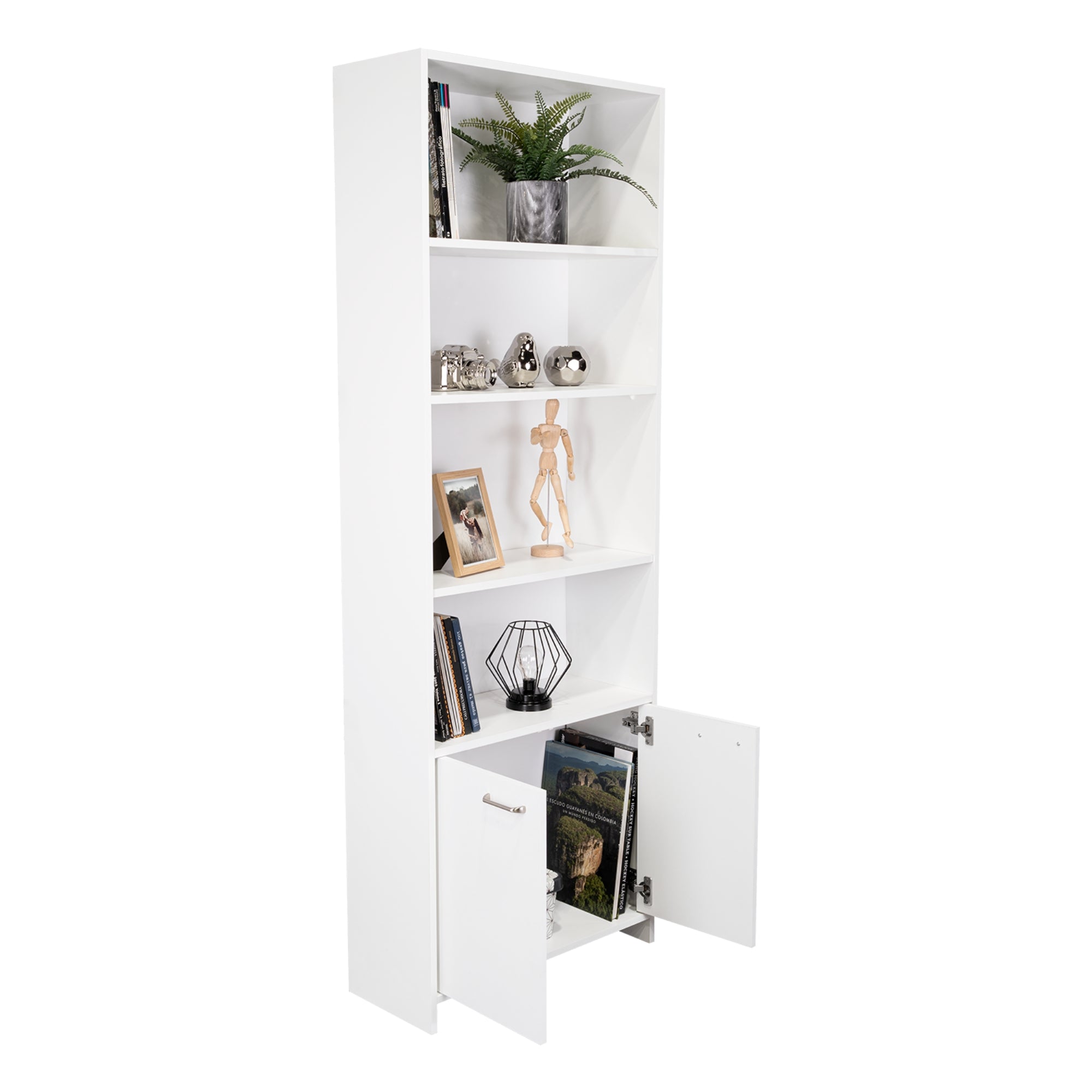 BIBLIOTECA LISA 180X63X26 CM 2 CON PUERTAS BLANCO - 1