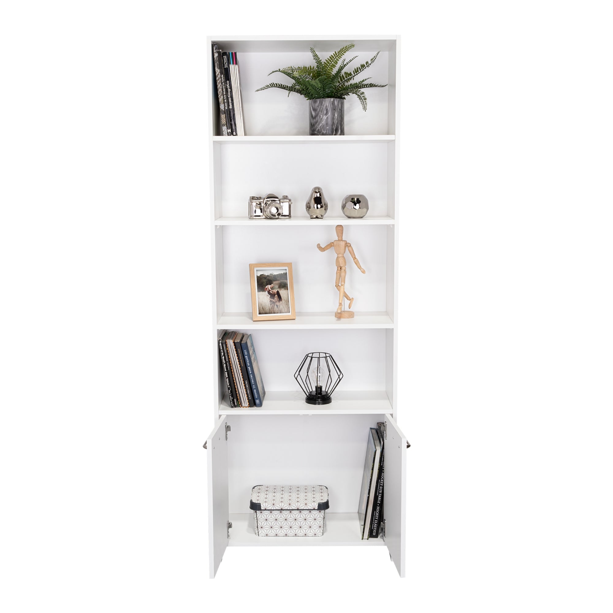 BIBLIOTECA LISA 180X63X26 CM 2 CON PUERTAS BLANCO - 4