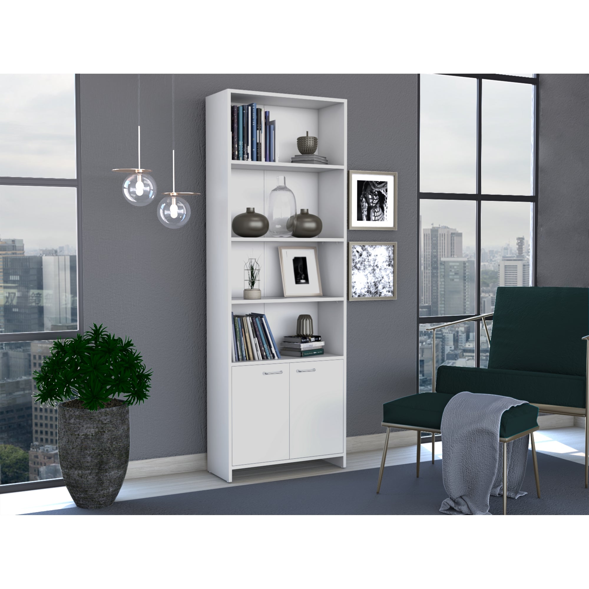 BIBLIOTECA LISA 180X63X26 CM 2 CON PUERTAS BLANCO - 10