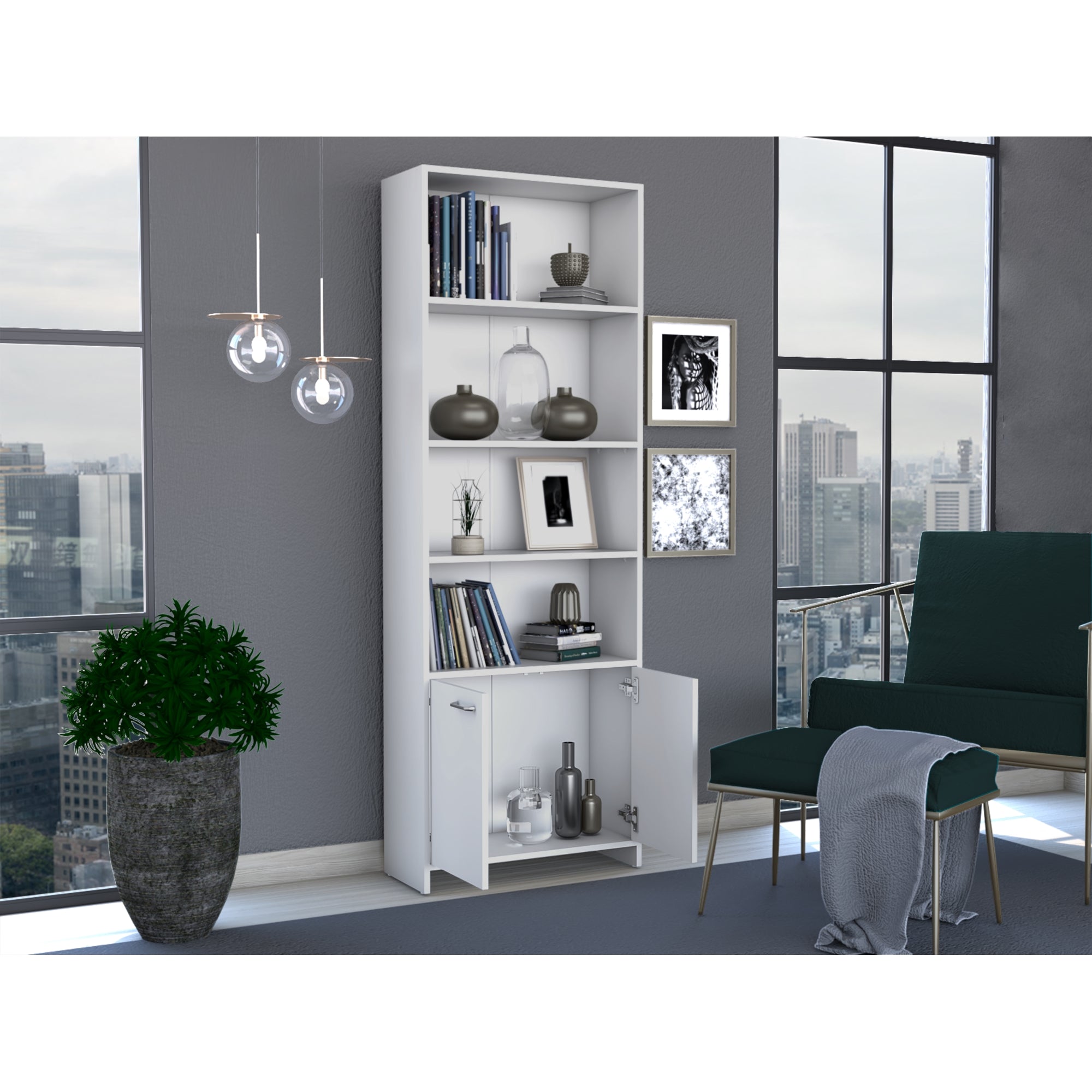 BIBLIOTECA LISA 180X63X26 CM 2 CON PUERTAS BLANCO - 11