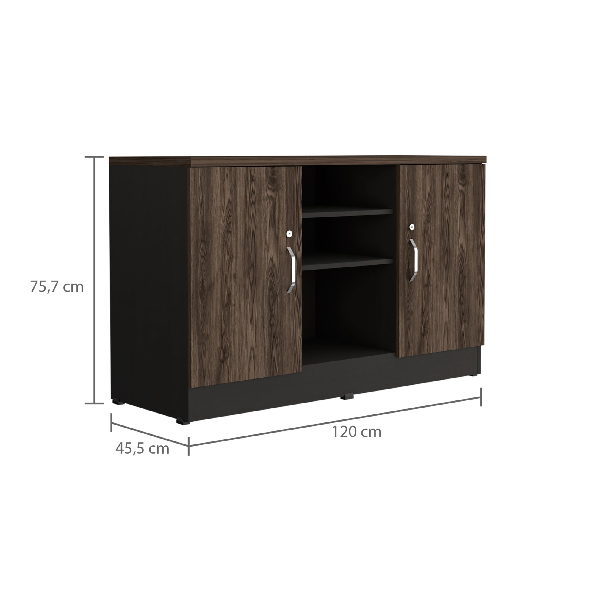 BUFFET 2 PUERTAS HOME OFFICE NEGRO Y COÑAC - 2