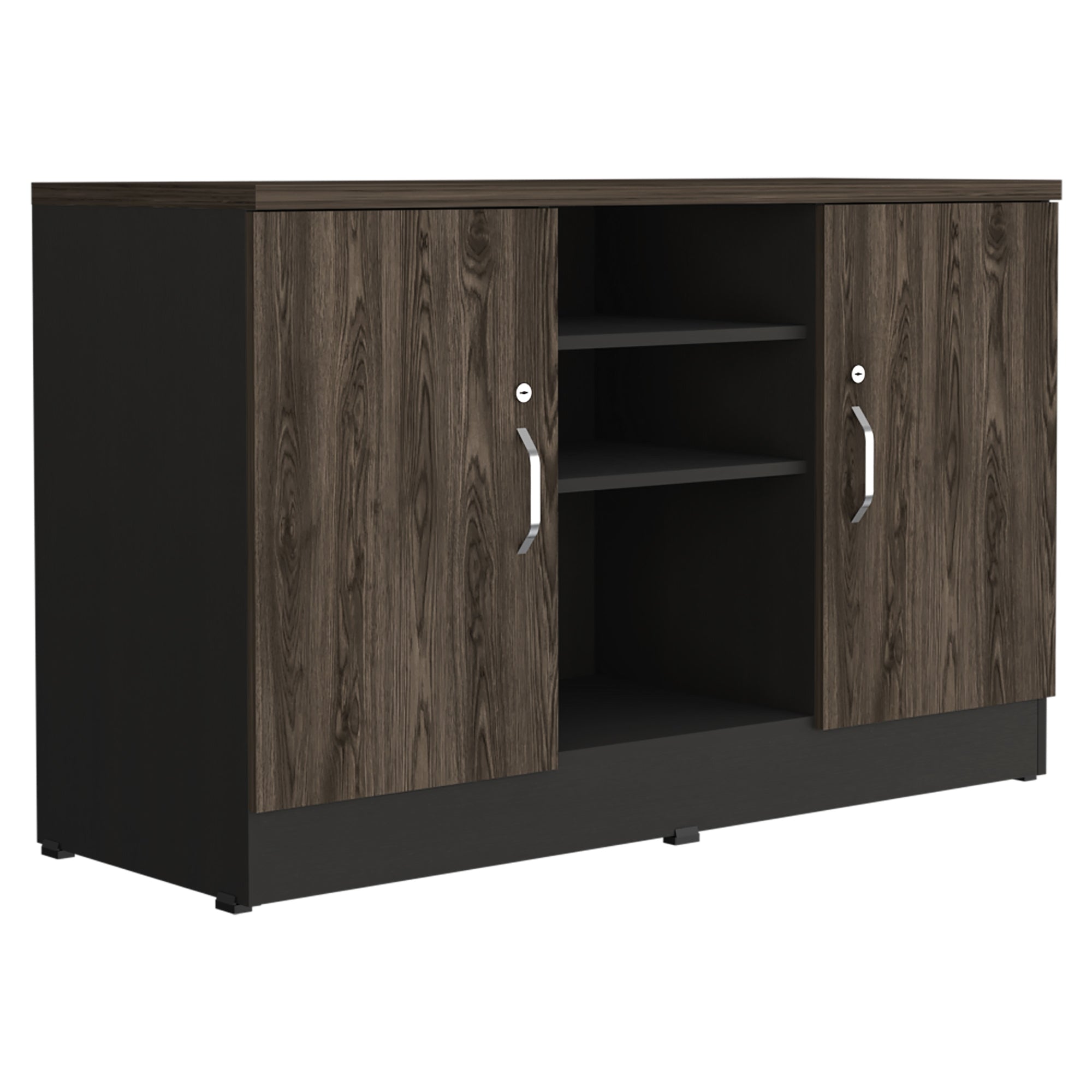 BUFFET 2 PUERTAS HOME OFFICE NEGRO Y COÑAC - 5