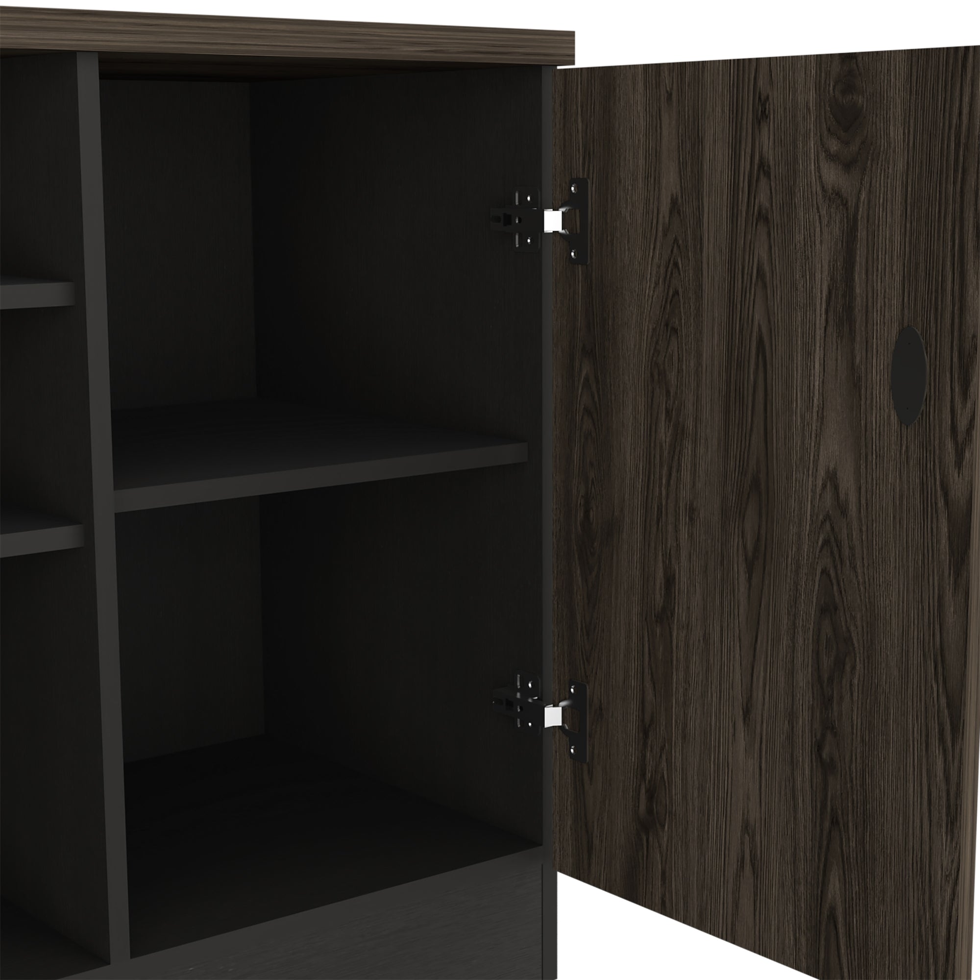 BUFFET 2 PUERTAS HOME OFFICE NEGRO Y COÑAC - 9