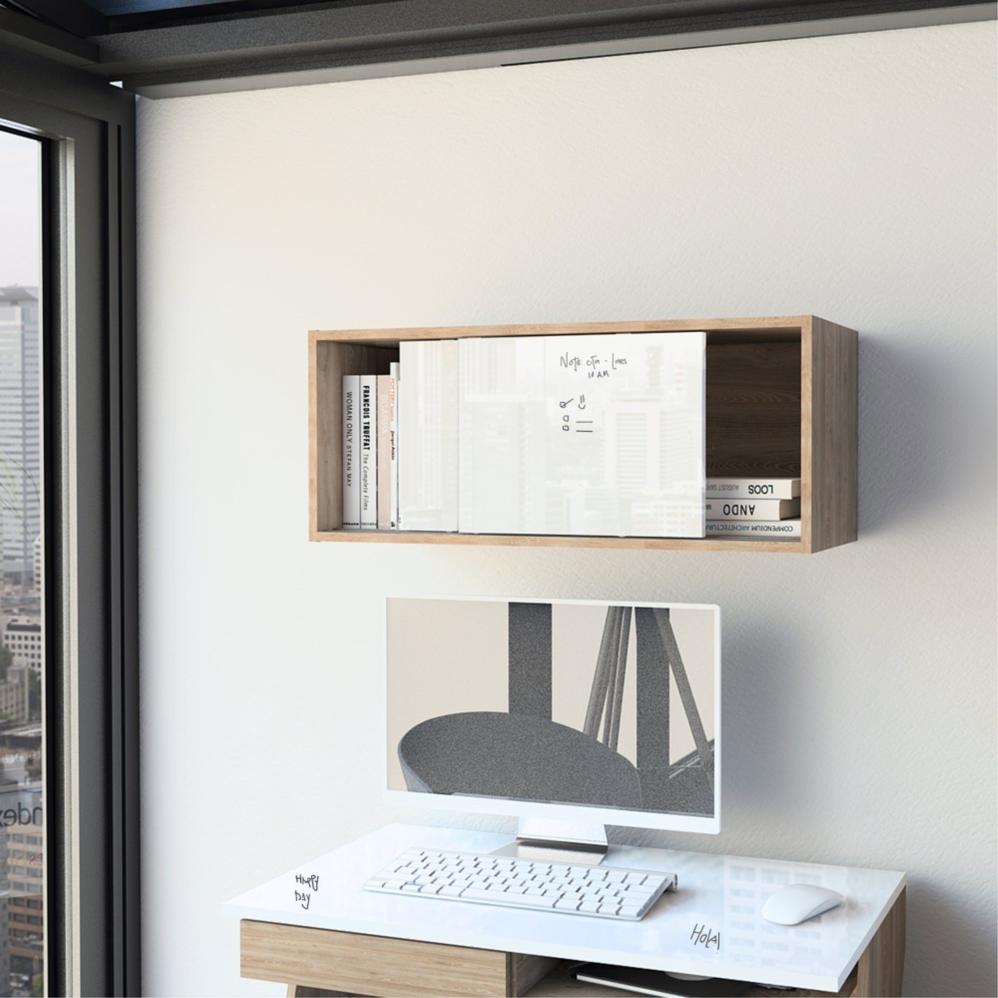 GABINETE NOTE BLANCO Y MIEL 33,81,33 CM - 6