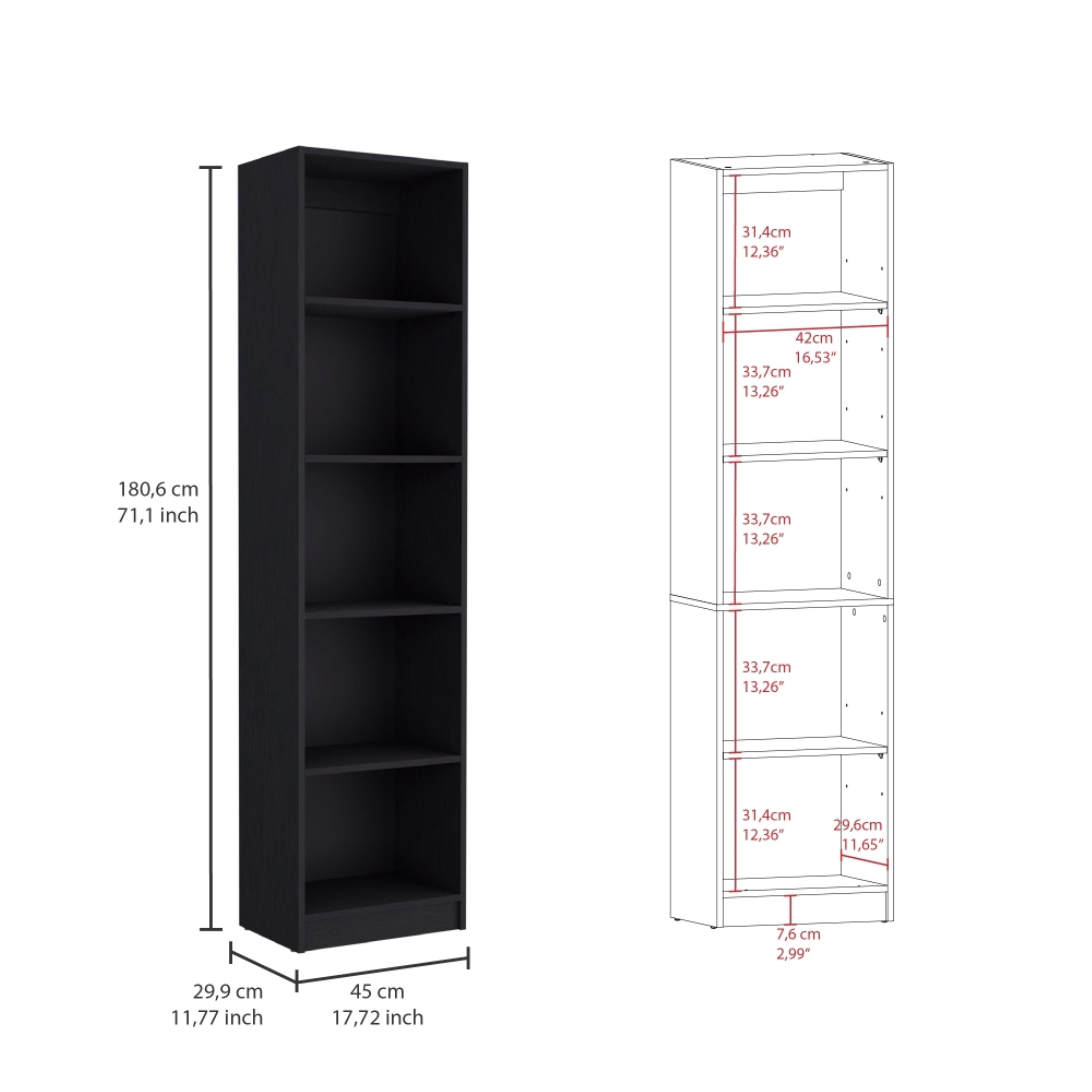 ESTANTE BIBLIOTECA HOME-E 5 NIVELES WENGUE - 6